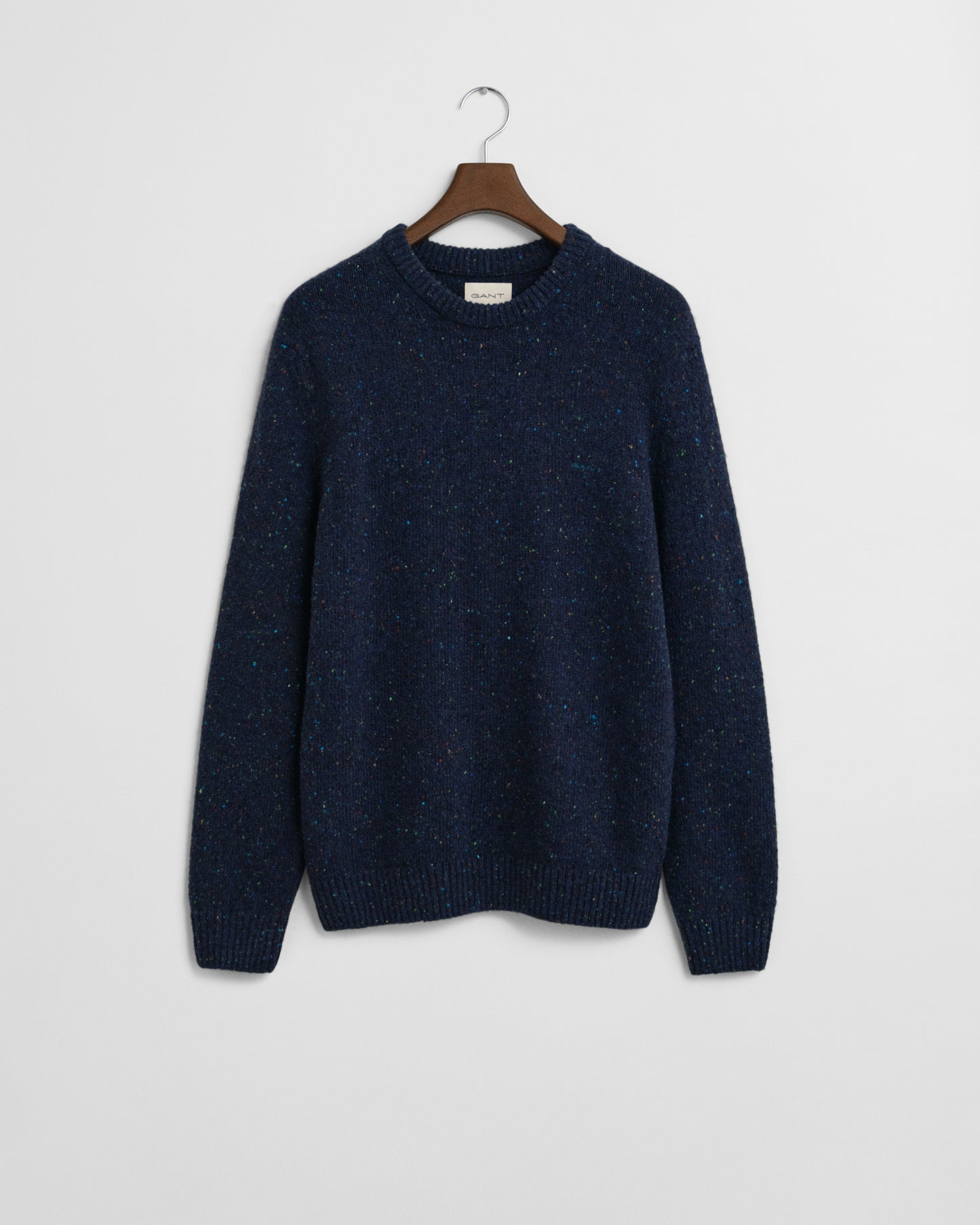 GANT Mens Wool Blend Neps Crew Neck Jumper - 433 Evening Blue