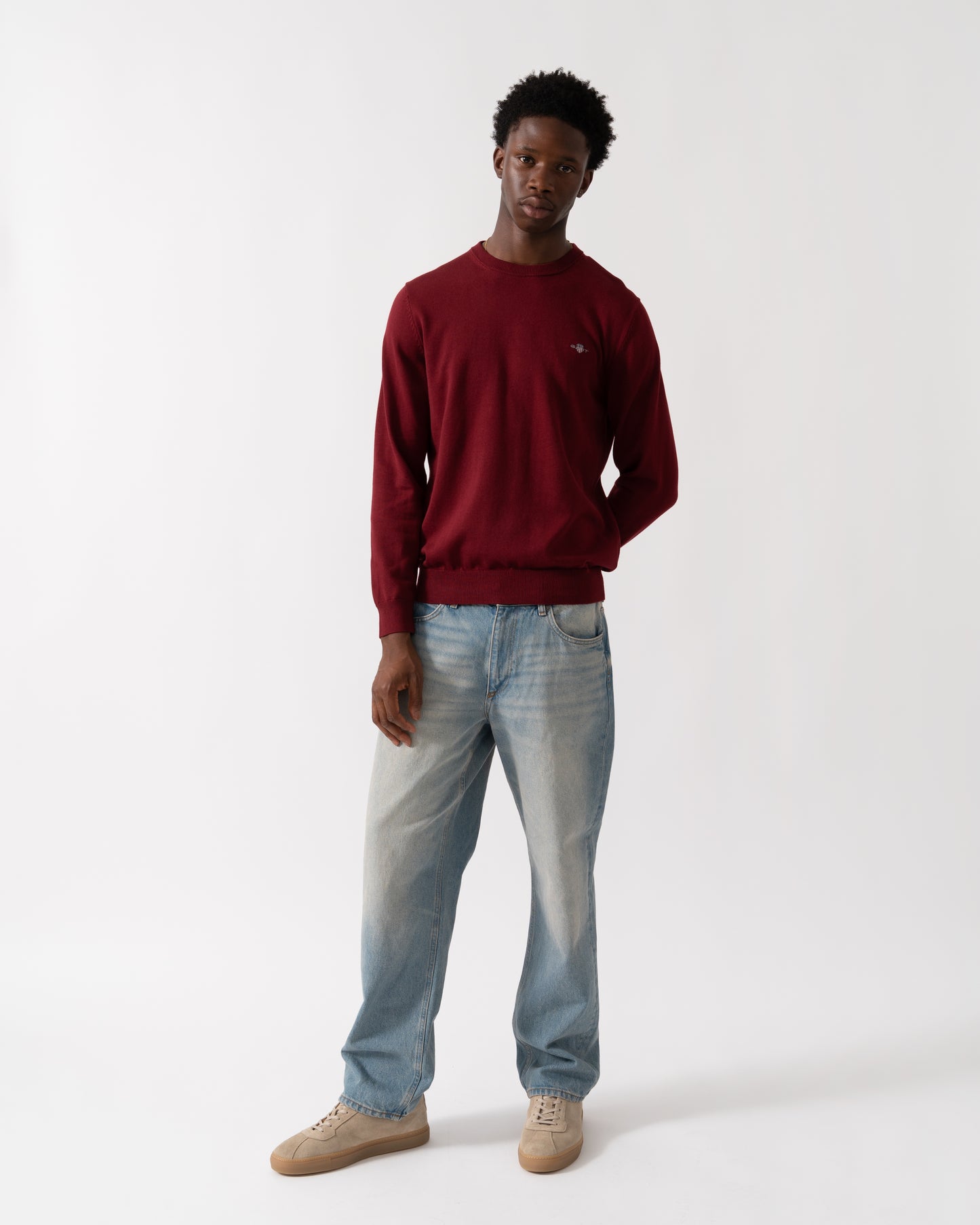 GANT Mens Classic Cotton Crew Neck Jumper - 604 Plumped Red