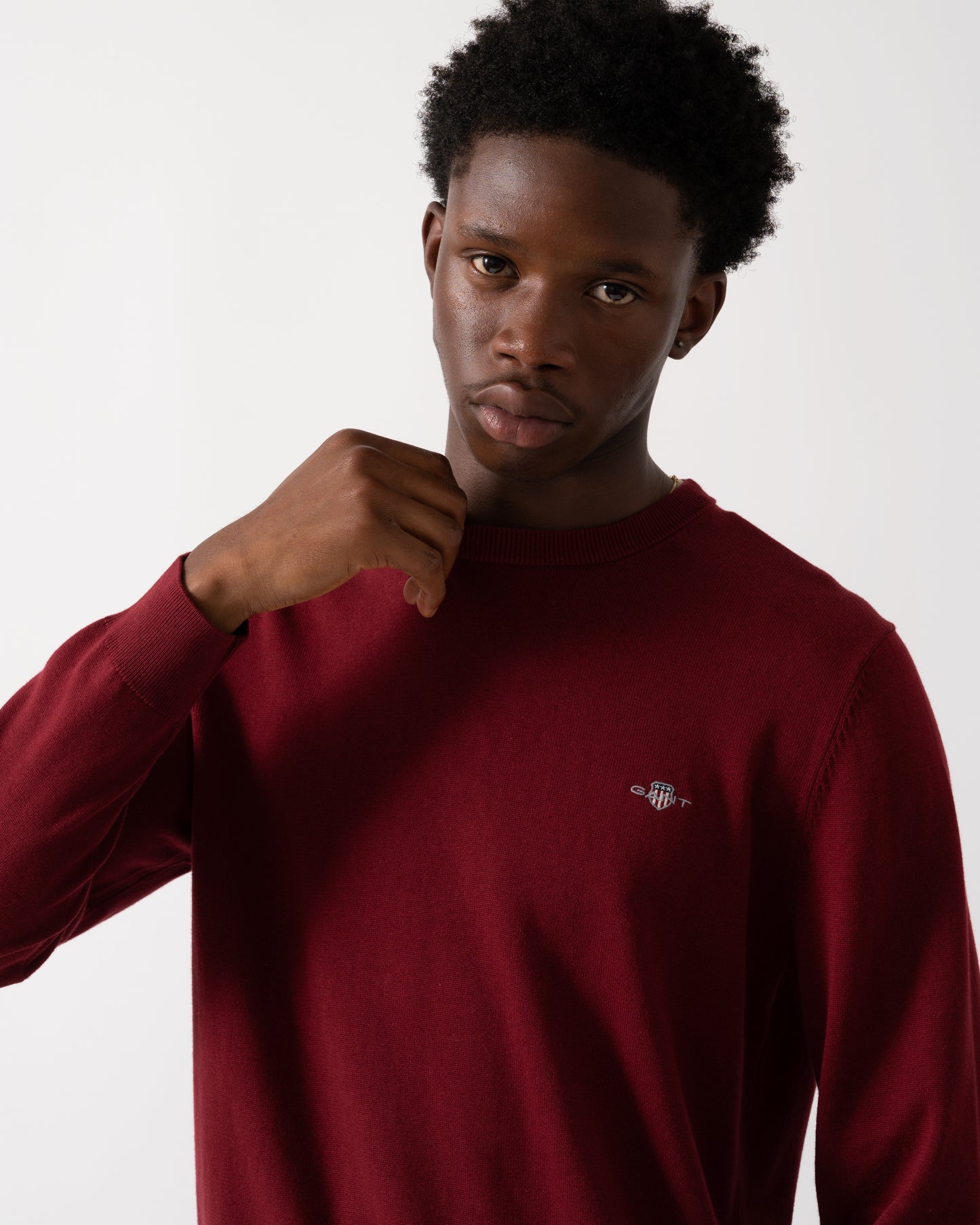 GANT Mens Classic Cotton Crew Neck Jumper - 604 Plumped Red