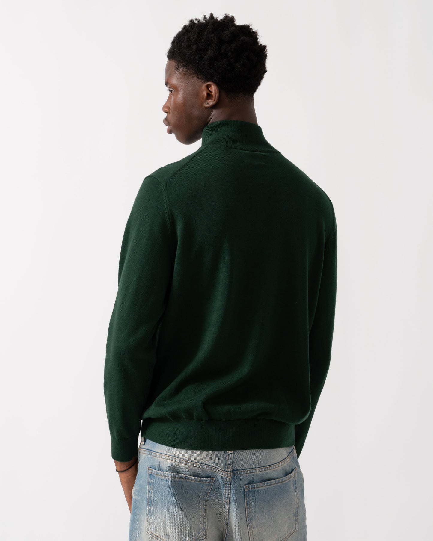 GANT Mens Classic Cotton Half Zip Jumper - 374 Tartan Green