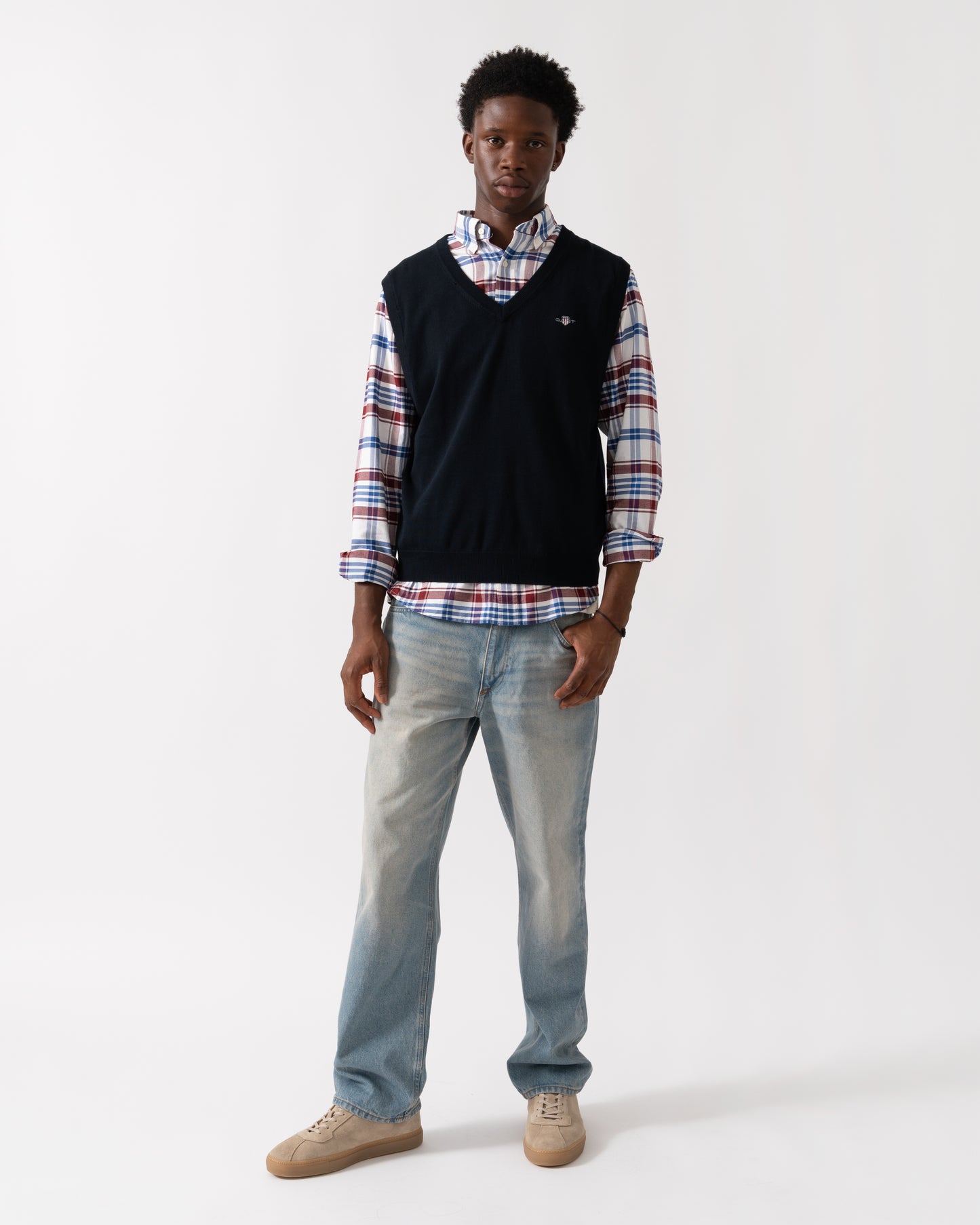GANT Mens Classic Cotton Knit Vest - 433 Evening Blue