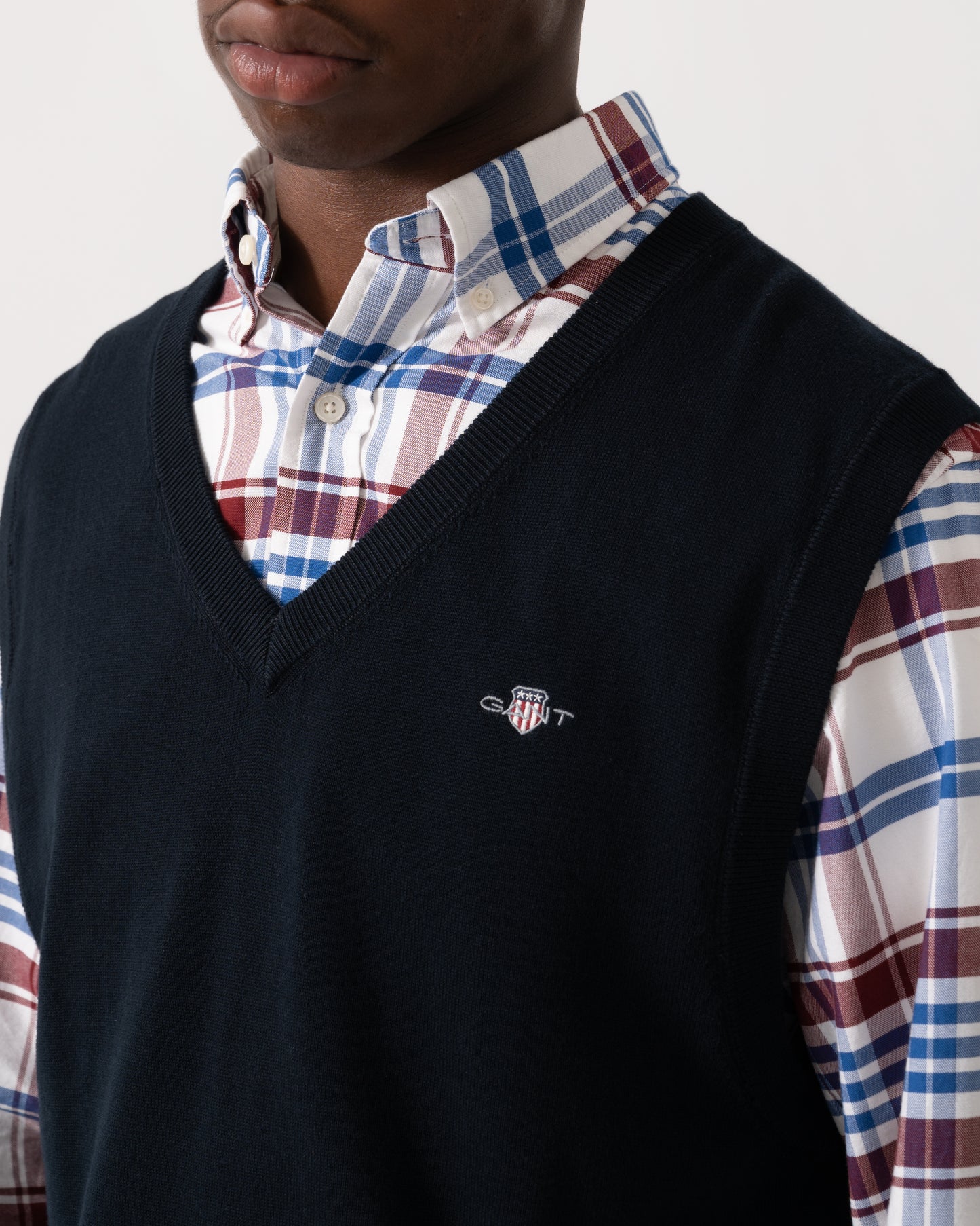 GANT Mens Classic Cotton Knit Vest - 433 Evening Blue
