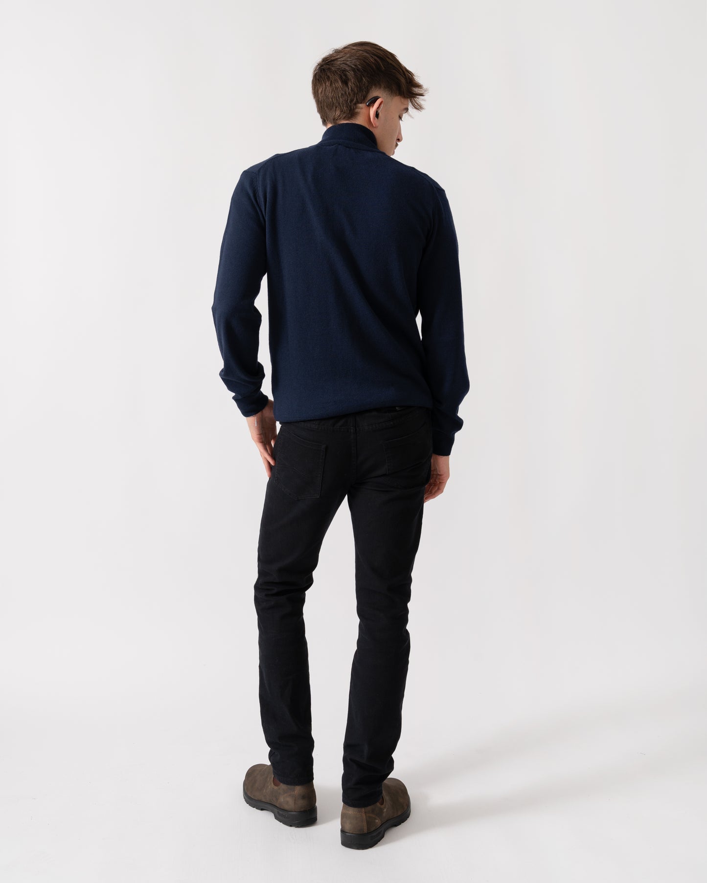 GANT Mens Cotton/Wool Blend Half Zip Jumper - 433 Evening Blue