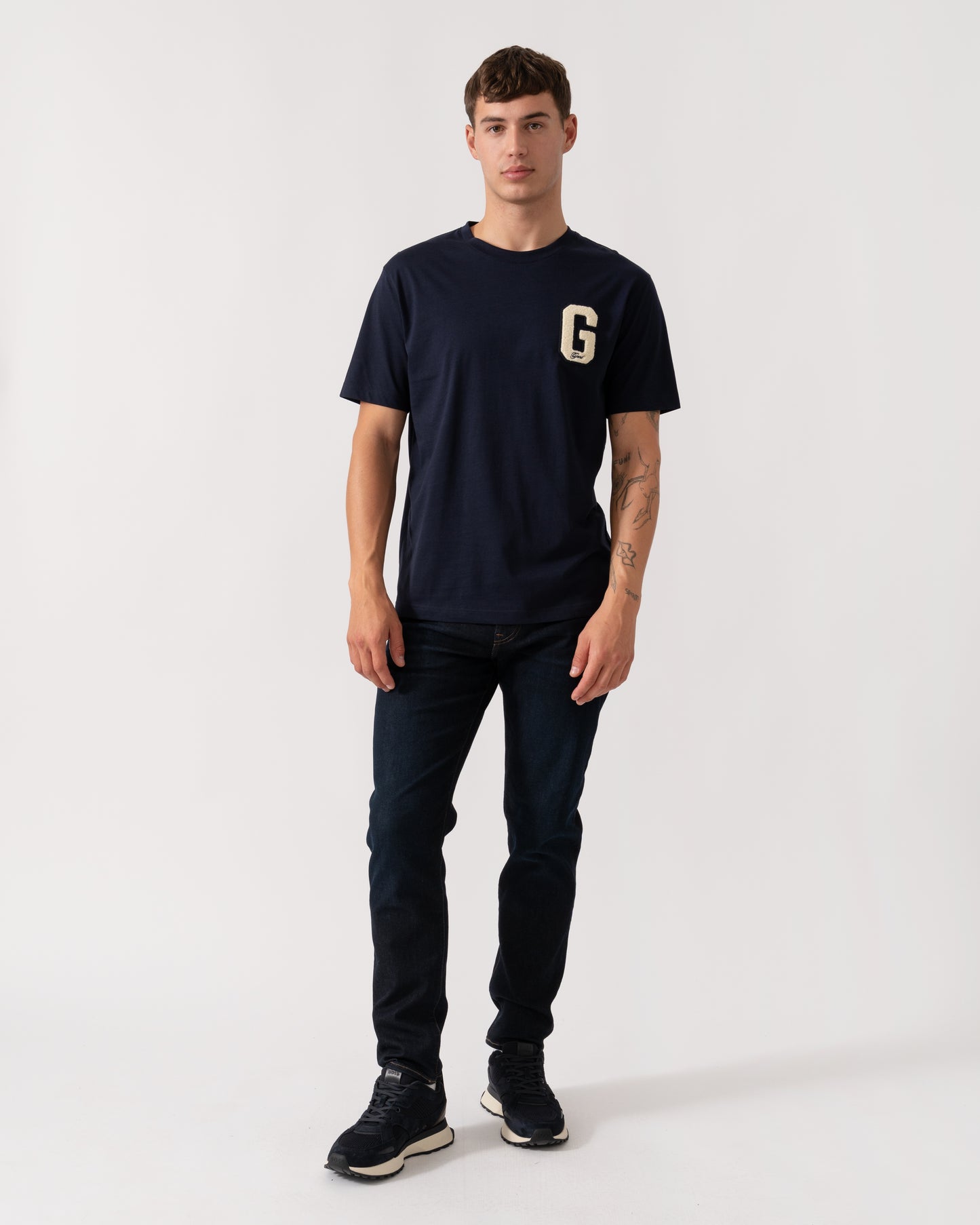 GANT Mens G Badge Short Sleeve T-Shirt - 433 Evening Blue