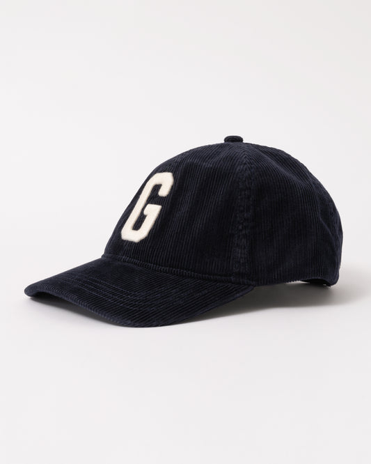 GANT Mens G Logo Corduroy Cap - 433 Evening Blue