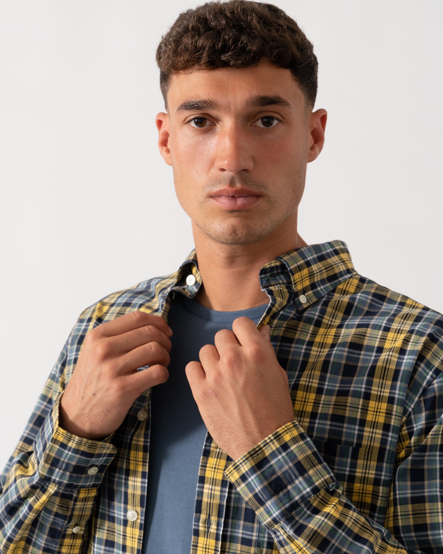 GANT Mens Long Sleeve Archive Poplin Check Shirt - 472 Naval Blue