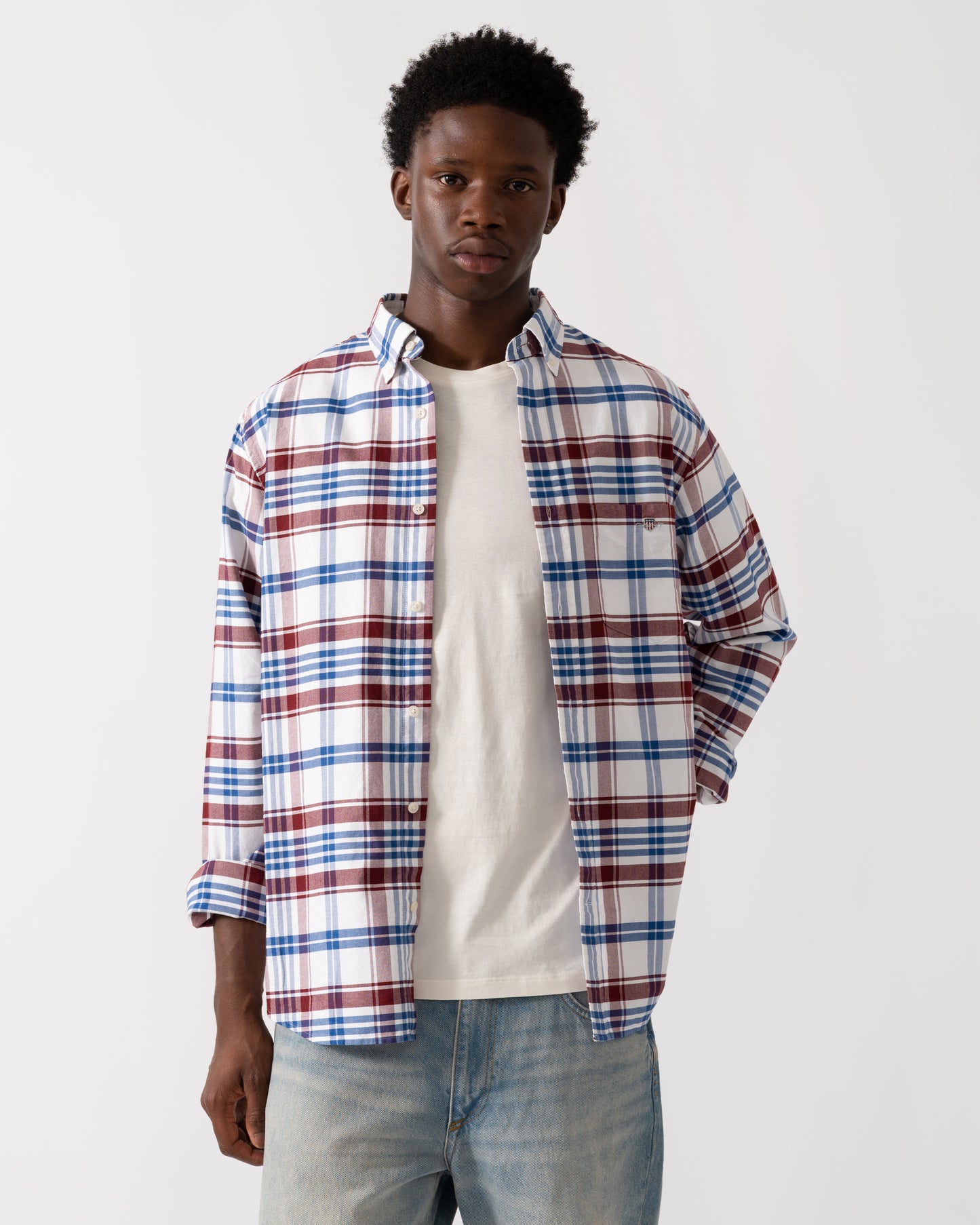 GANT Mens Long Sleeve Classic Oxford Check Shirt - 604 Plumped Red