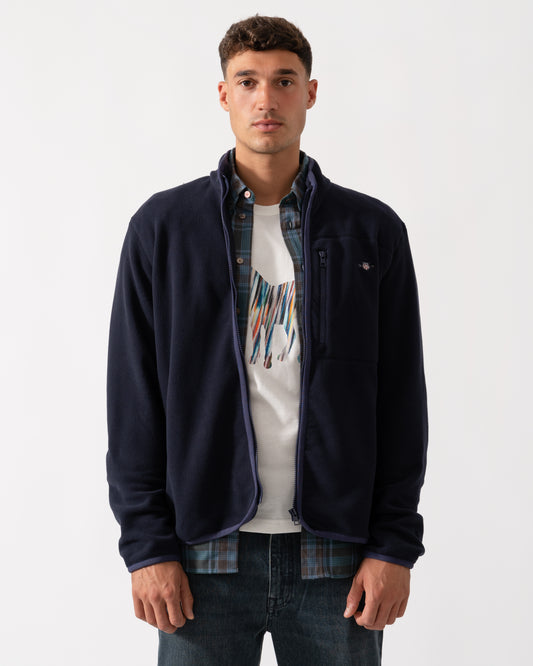 GANT Mens Micro Fleece Jacket - 433 Evening Blue