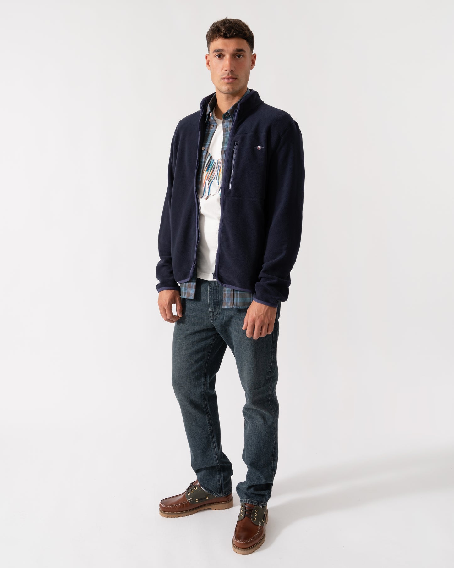 GANT Mens Micro Fleece Jacket - 433 Evening Blue