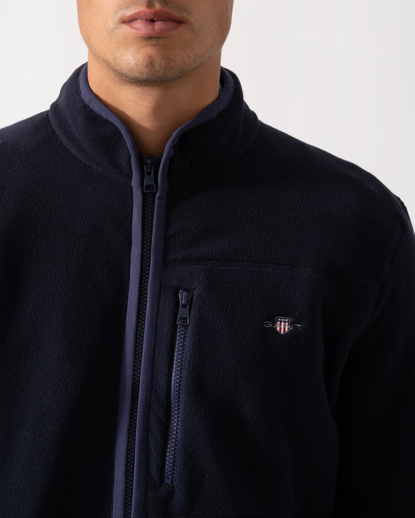 GANT Mens Micro Fleece Jacket - 433 Evening Blue