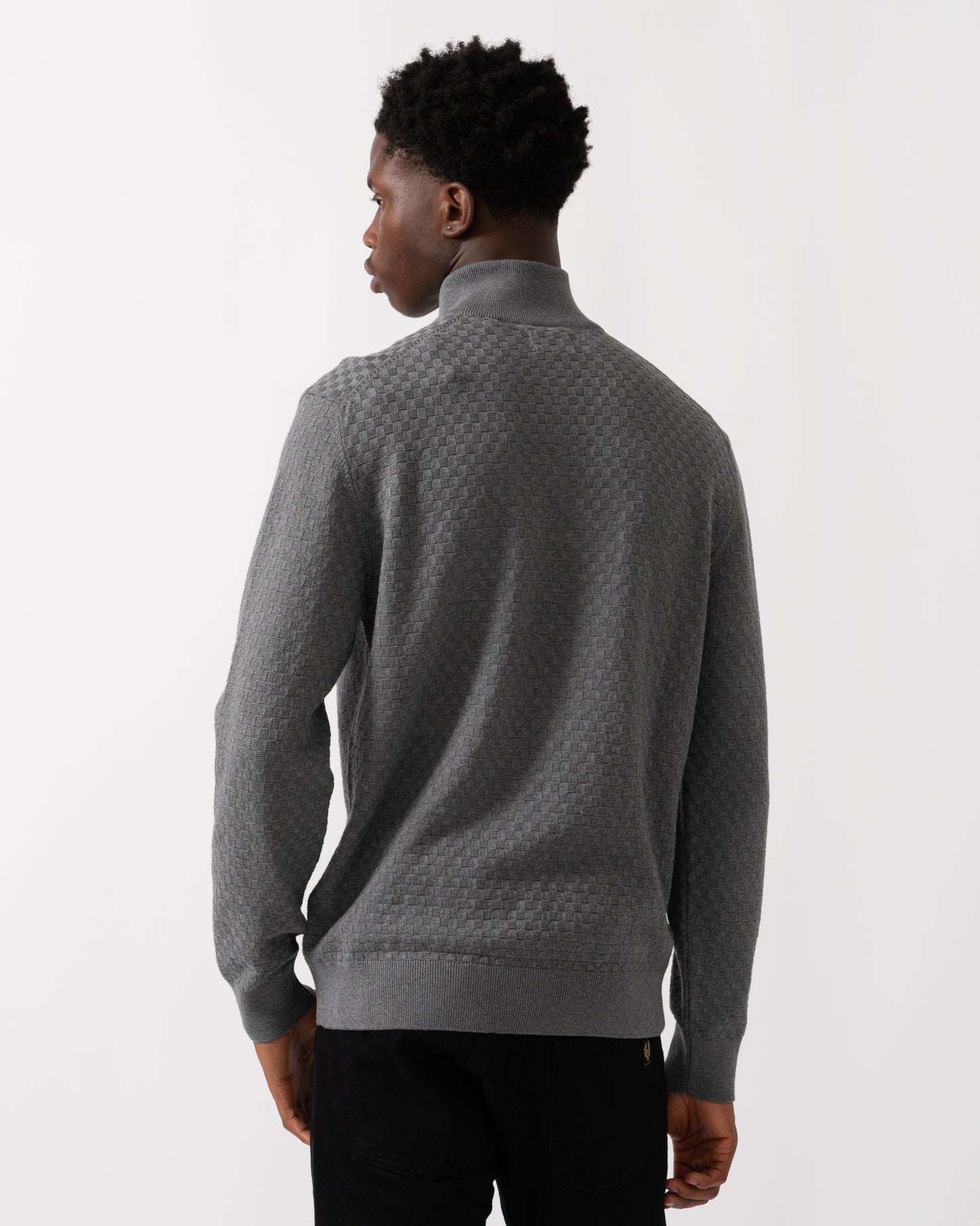 GANT Mens Micro Texture Half Zip Jumper - 92 Dark Grey Melange