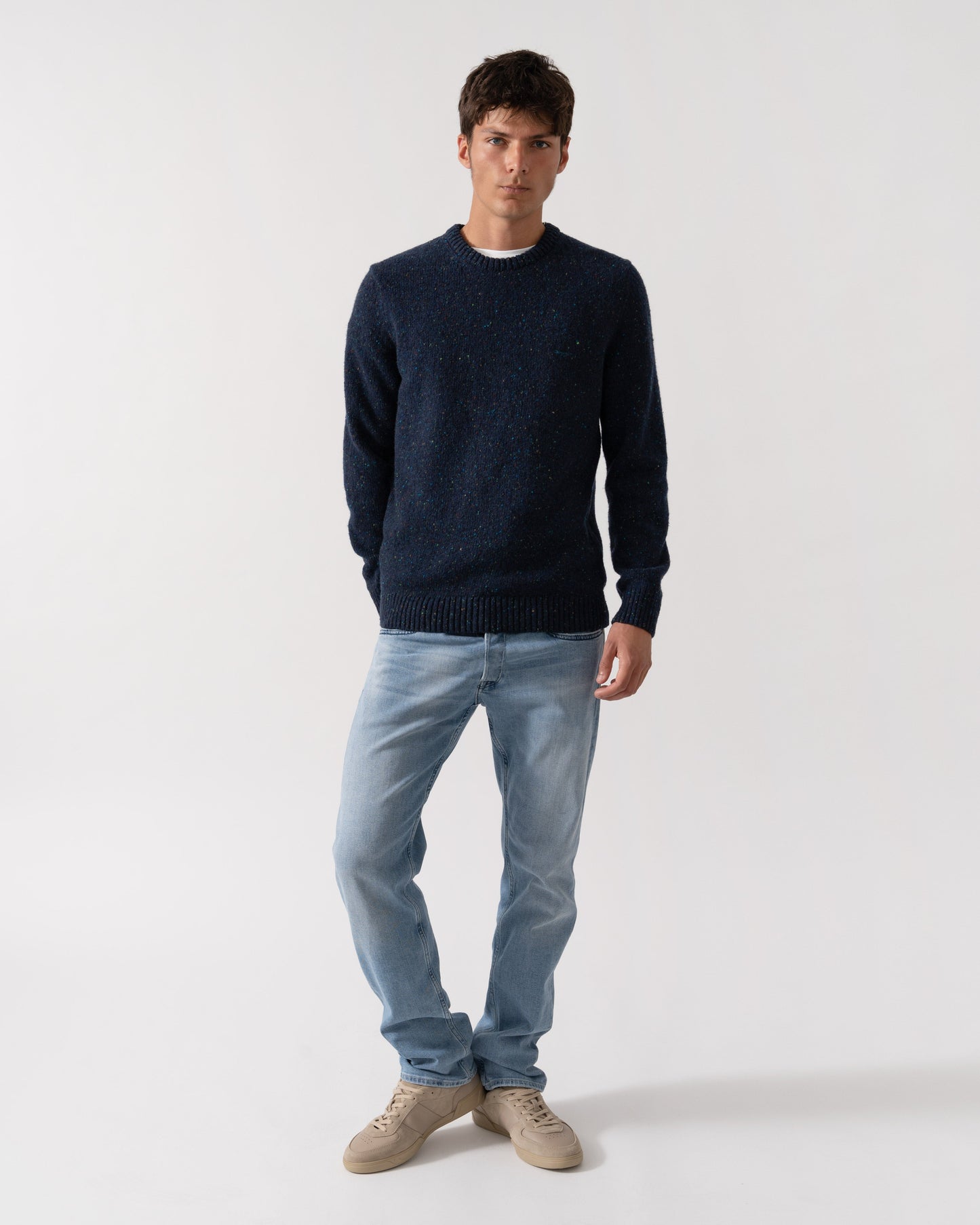 GANT Mens Neps Wool Crew Neck Jumper - 433 Evening Blue