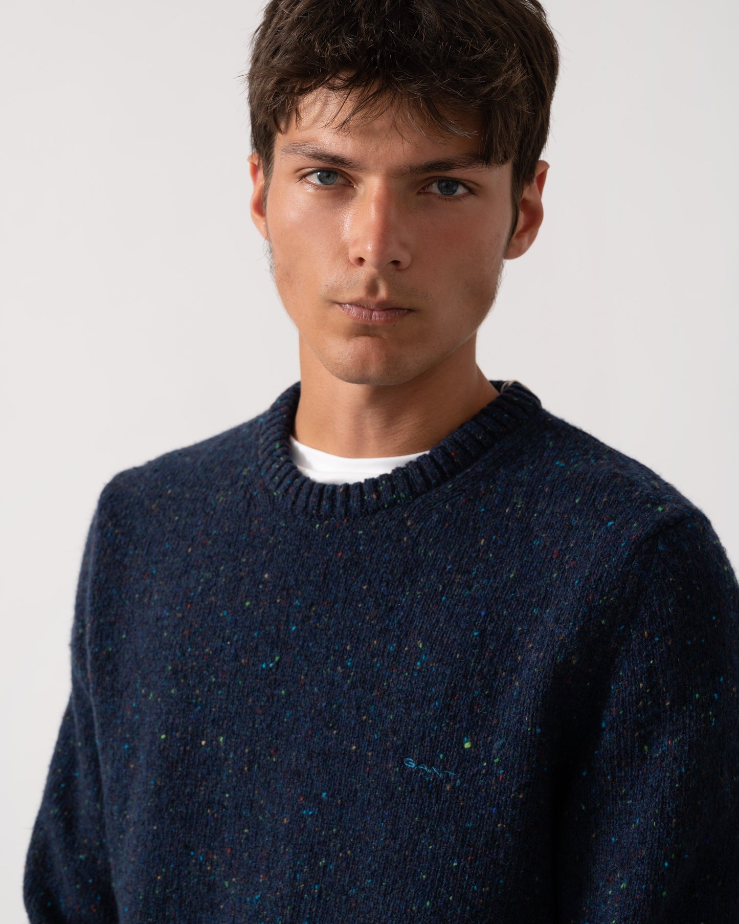 GANT Mens Neps Wool Crew Neck Jumper - 433 Evening Blue