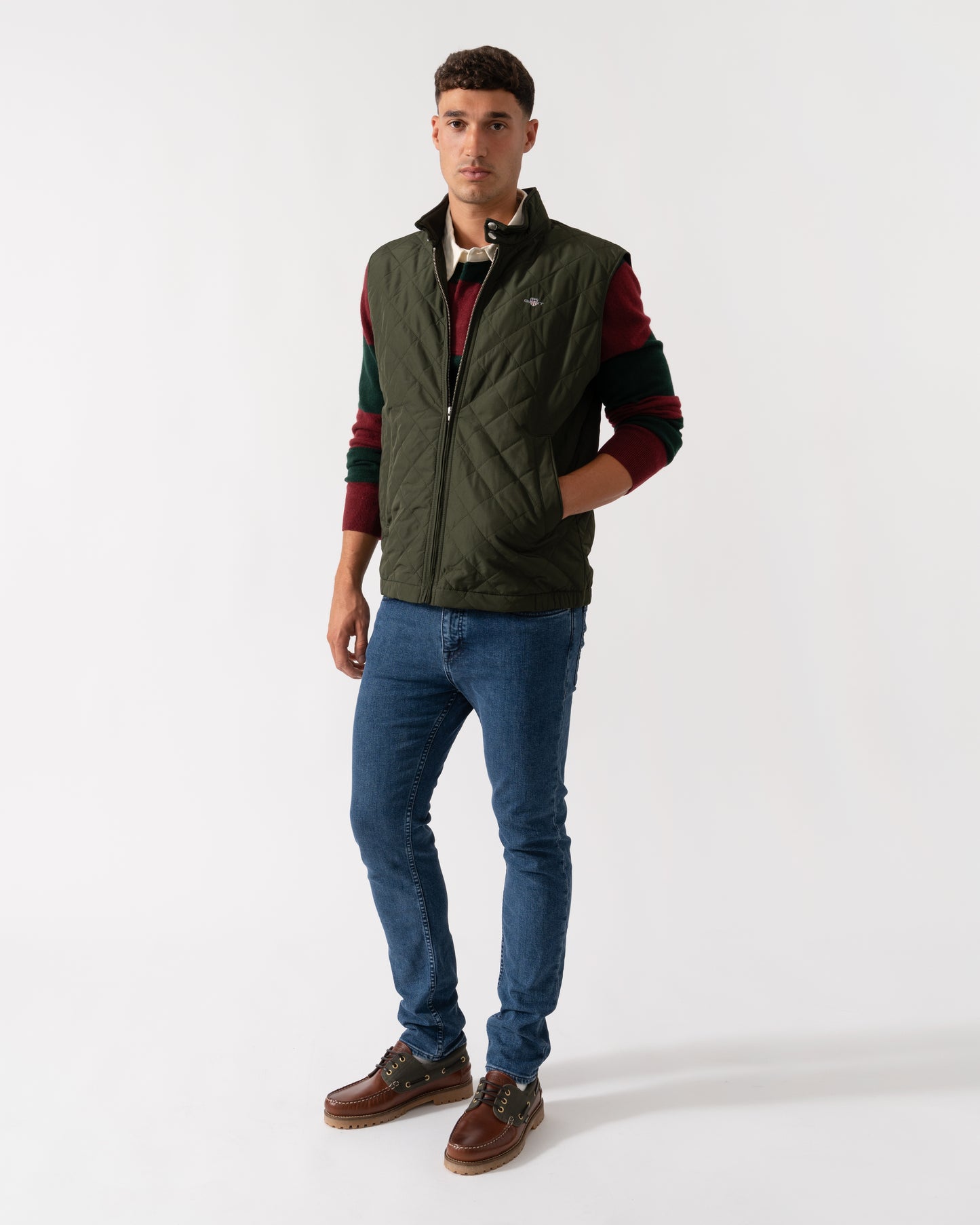 GANT Mens Quilted Windcheater Vest - 368 Dark Moss Green