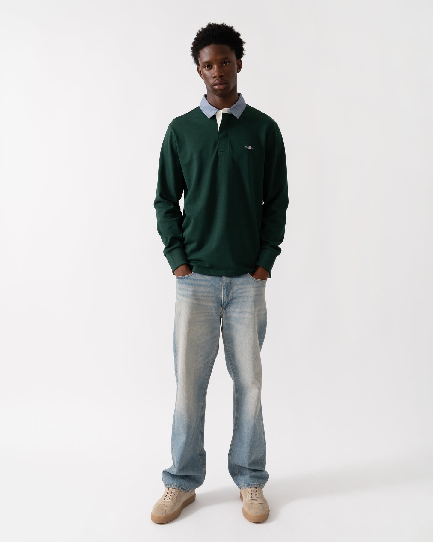 GANT Mens Regular Fit Chambray Heavy Rugger - 374 Tartan Green