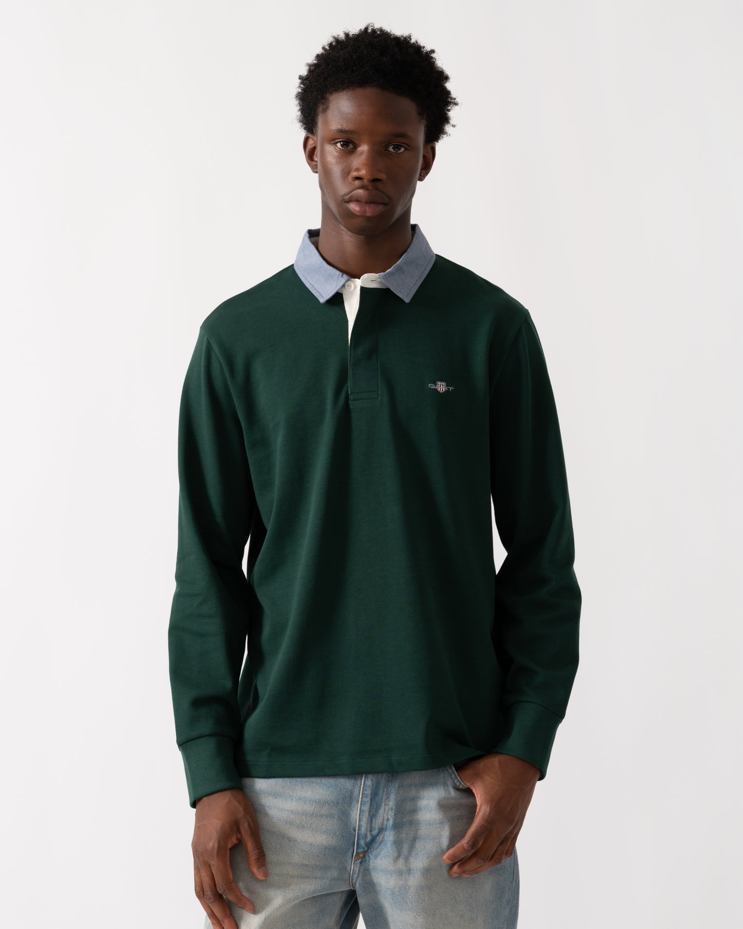 GANT Mens Regular Fit Chambray Heavy Rugger - 374 Tartan Green