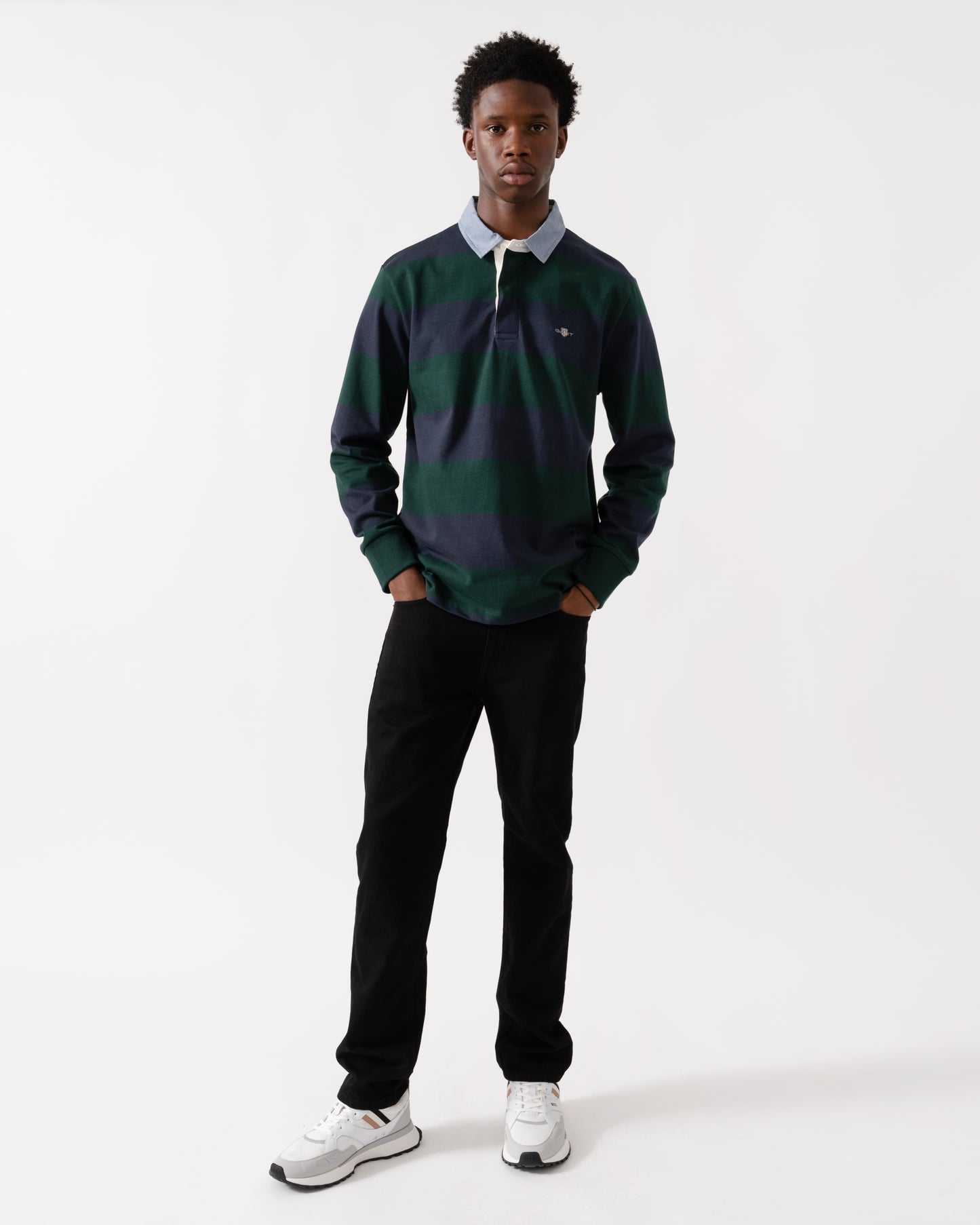 GANT Mens Regular Fit Chambray Stripe Heavy Rugger - 374 Tartan Green