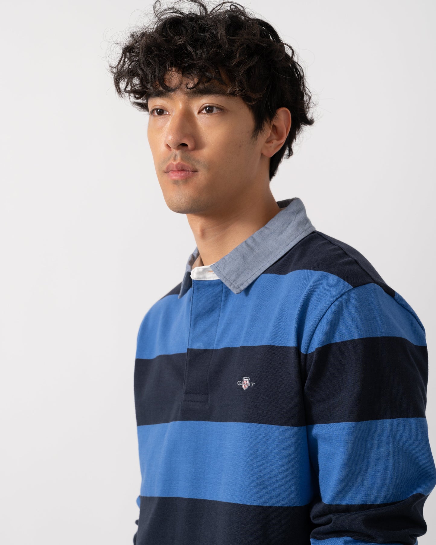 GANT Mens Regular Fit Chambray Stripe Heavy Rugger - 407 Rich Blue