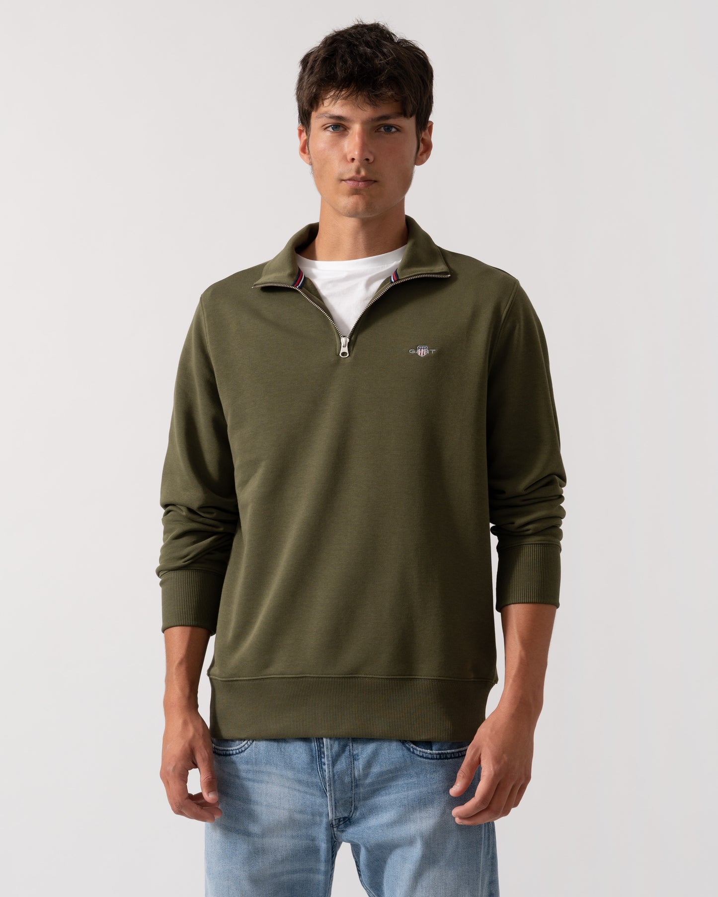 GANT Mens Regular Fit Shield Logo Half Zip Sweatshirt