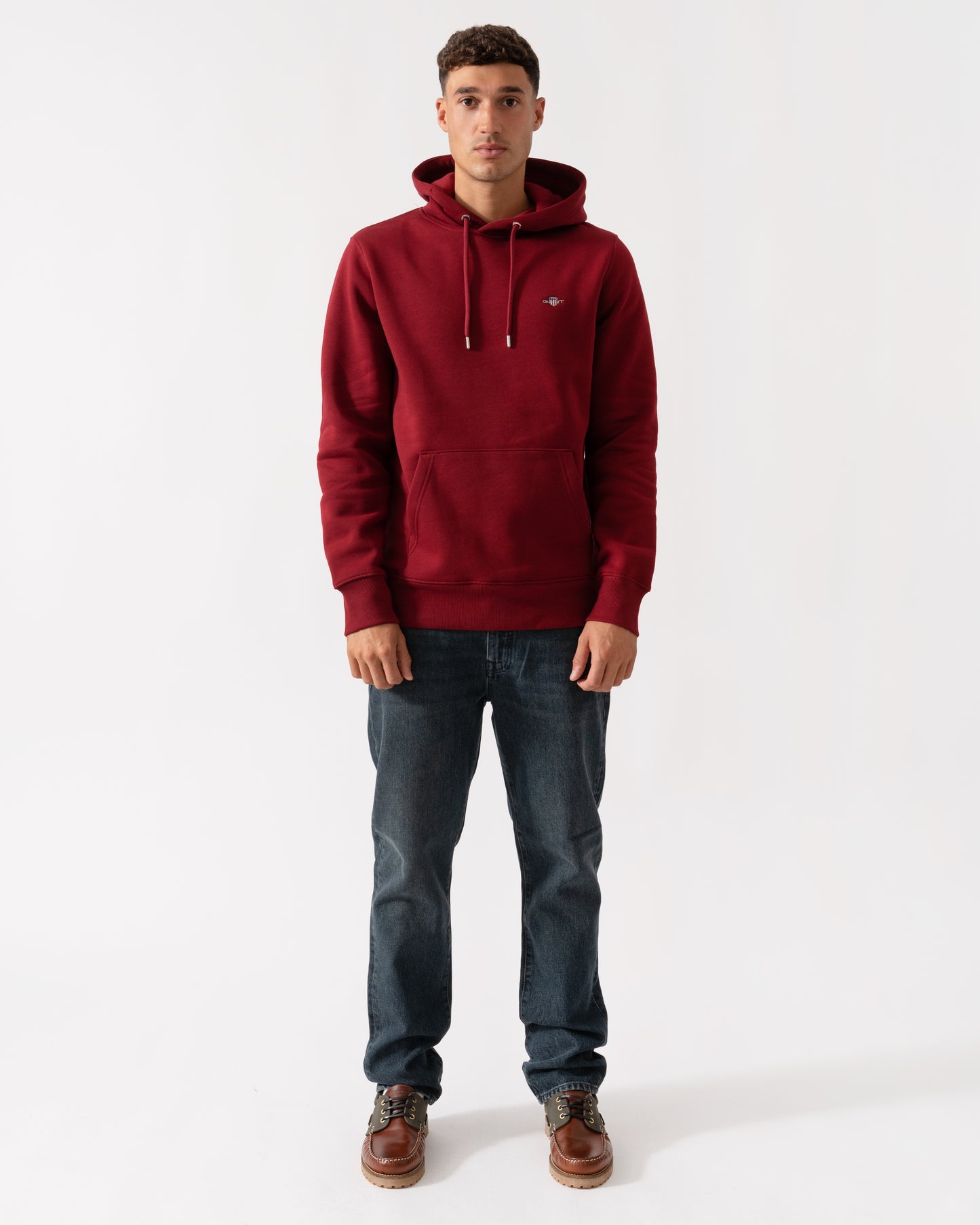 GANT Mens Regular Fit Shield Logo Pullover Hoodie - 604 Plumped Red