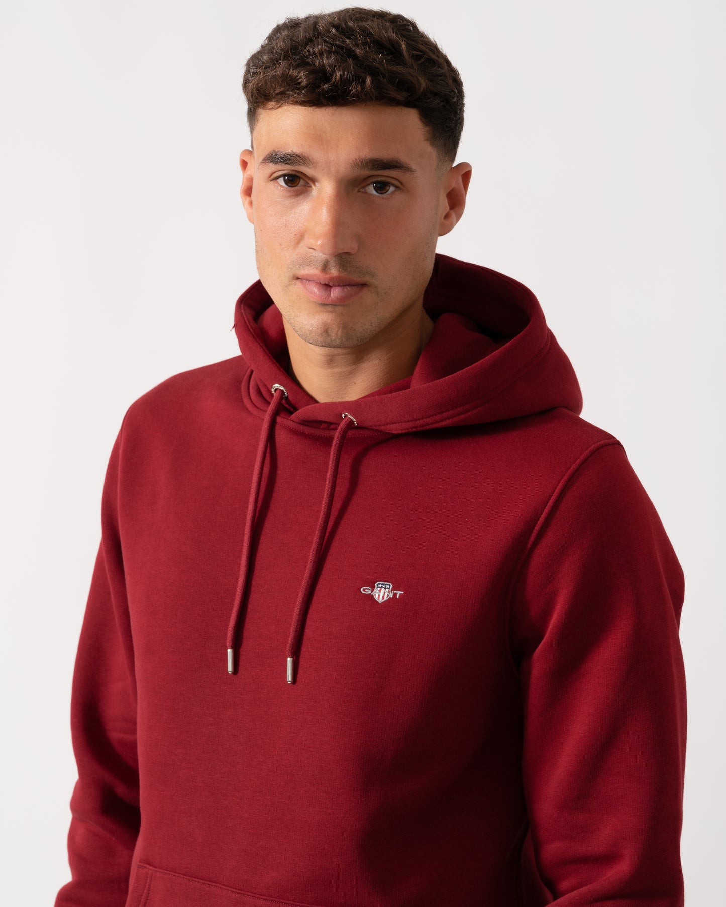 GANT Mens Regular Fit Shield Logo Pullover Hoodie - 604 Plumped Red