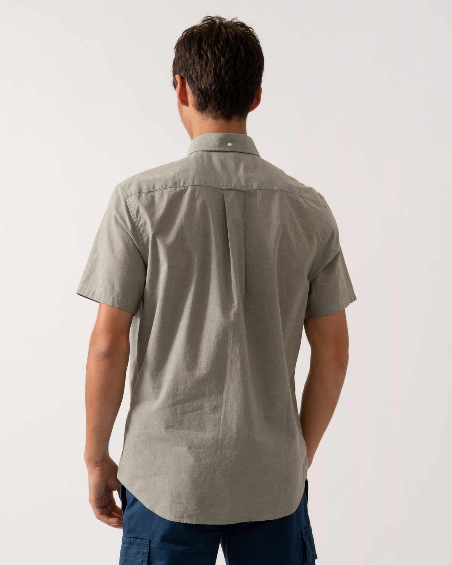 GANT Mens Regular Fit Short Sleeve Poplin Shirt - 303 Moss Green