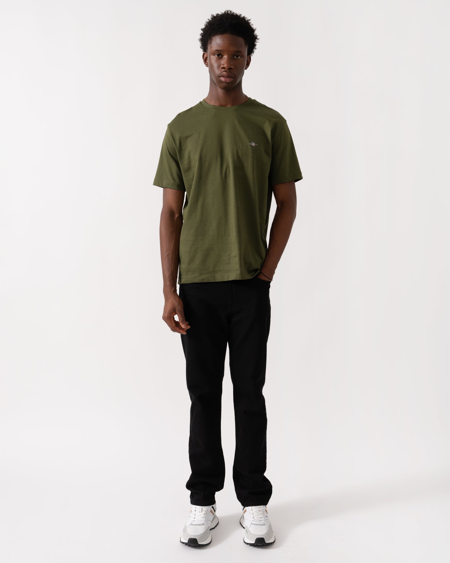 GANT Mens Regular Fit Short Sleeve Shield Logo T-Shirt - 360 Country Green