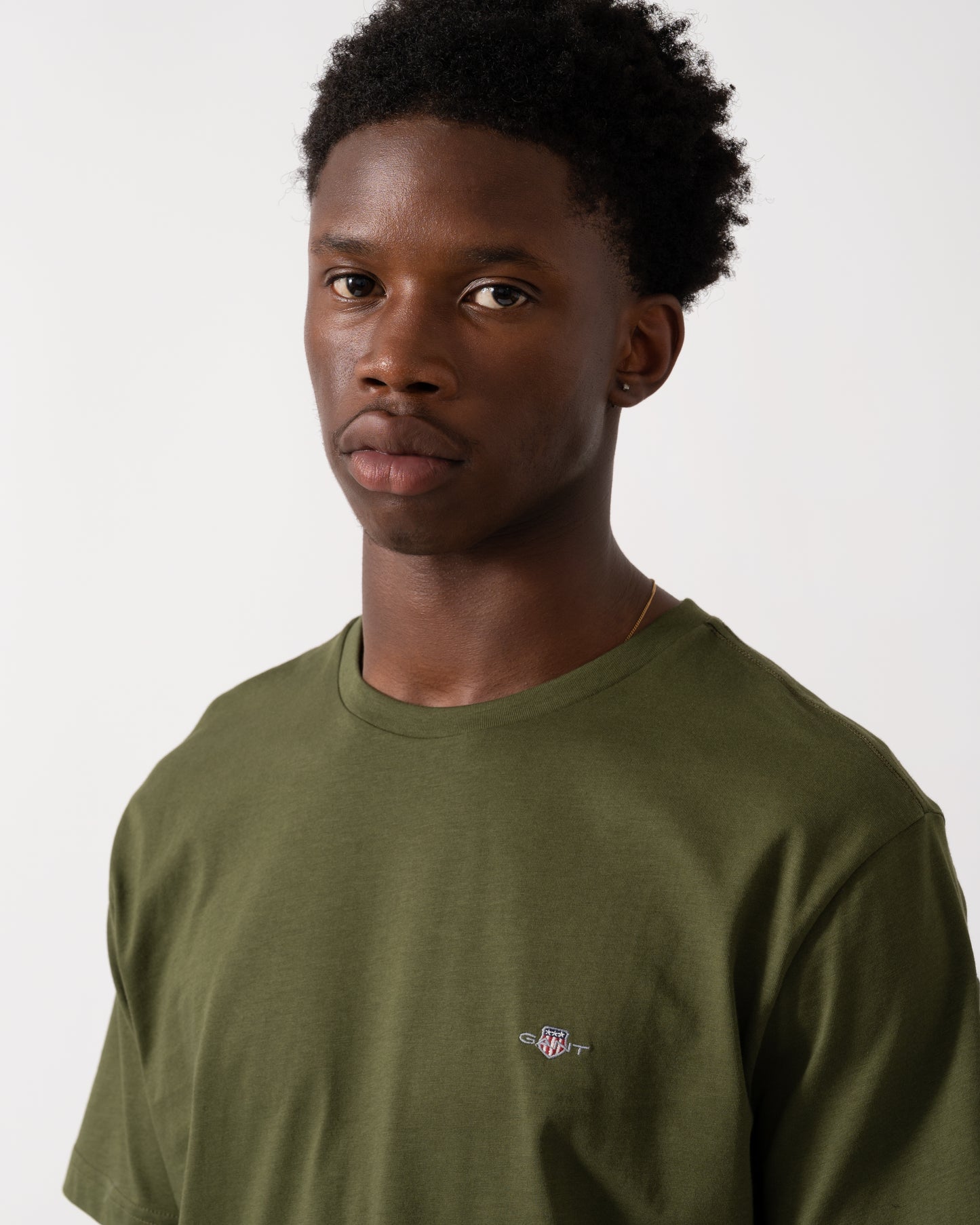 GANT Mens Regular Fit Short Sleeve Shield Logo T-Shirt - 360 Country Green