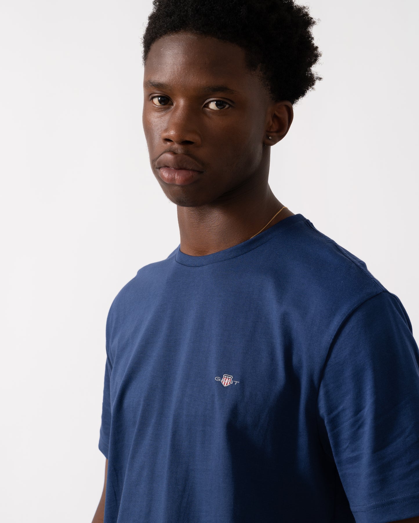 GANT Mens Regular Fit Short Sleeve Shield Logo T-Shirt - 423 Persian Blue