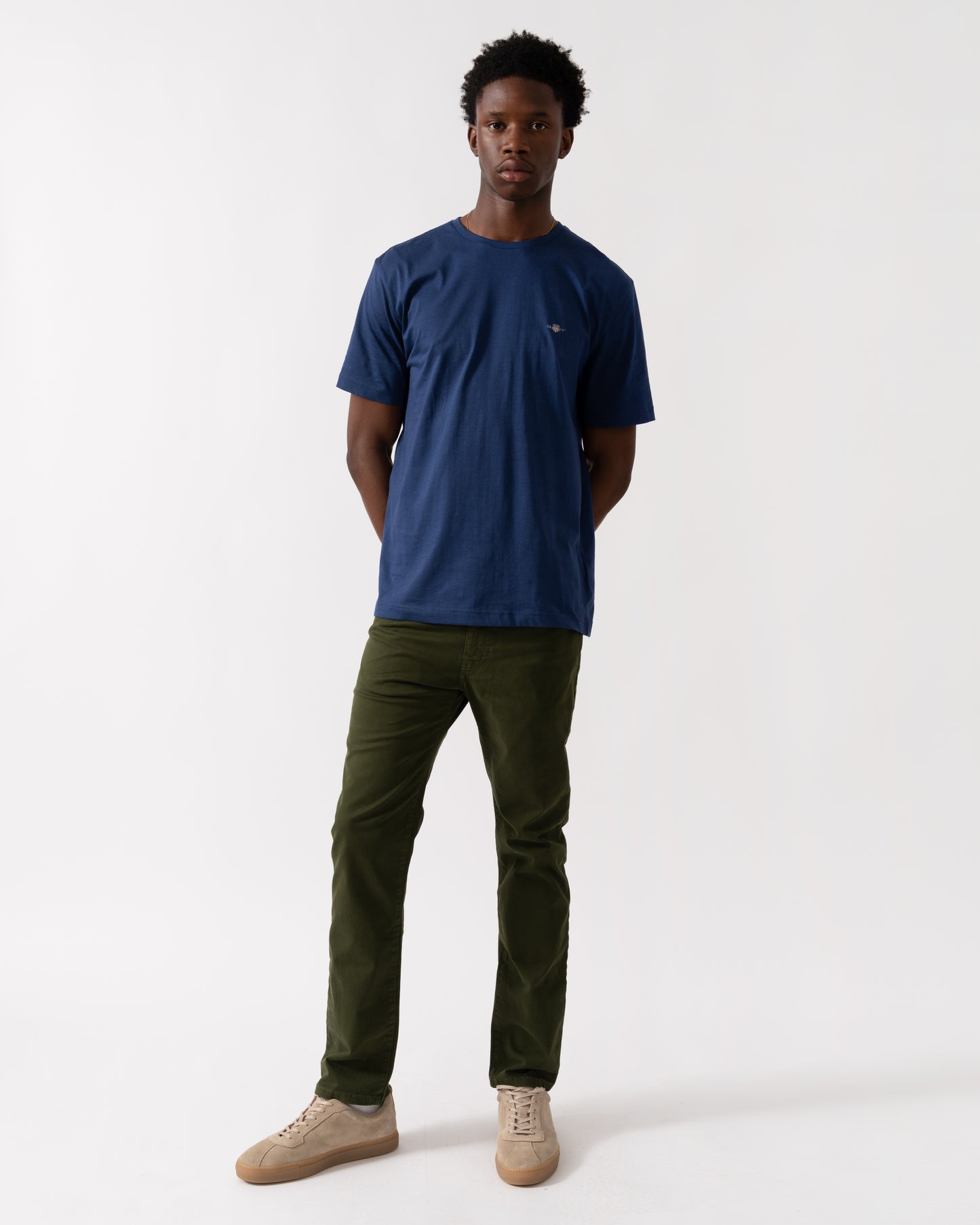 GANT Mens Regular Fit Short Sleeve Shield Logo T-Shirt - 423 Persian Blue