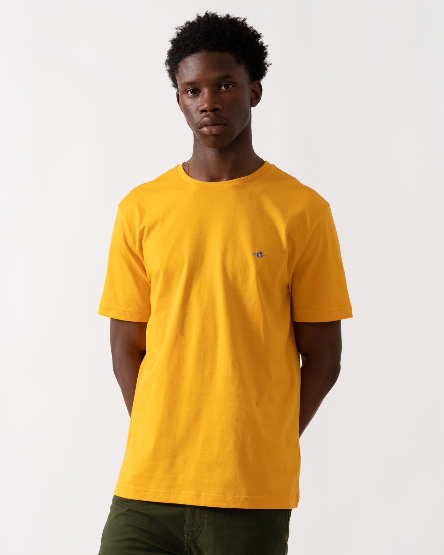 GANT Mens Regular Fit Short Sleeve Shield Logo T-Shirt - 751 Yellow Lichen