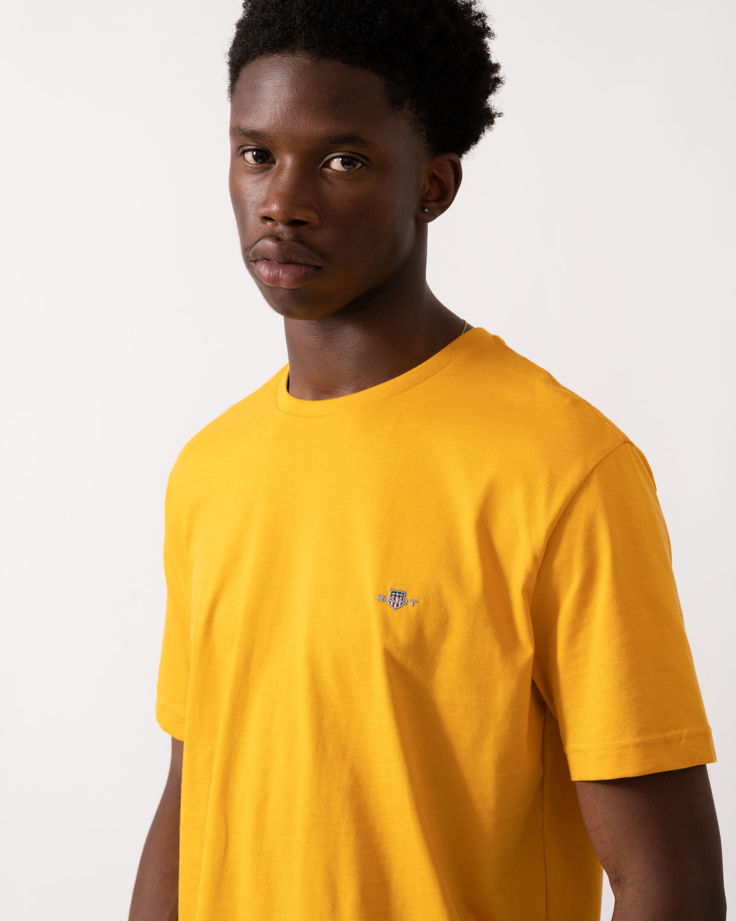 GANT Mens Regular Fit Short Sleeve Shield Logo T-Shirt - 751 Yellow Lichen