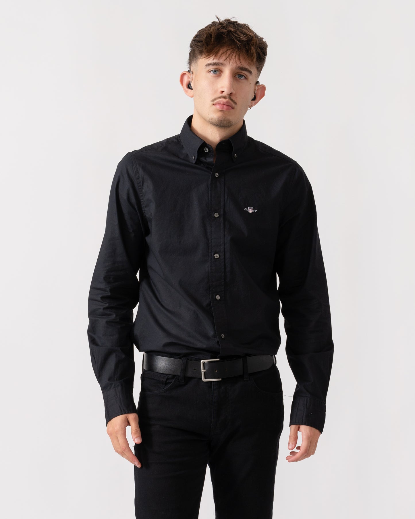 GANT Mens Slim Fit Long Sleeve Poplin Shirt - 5 Black