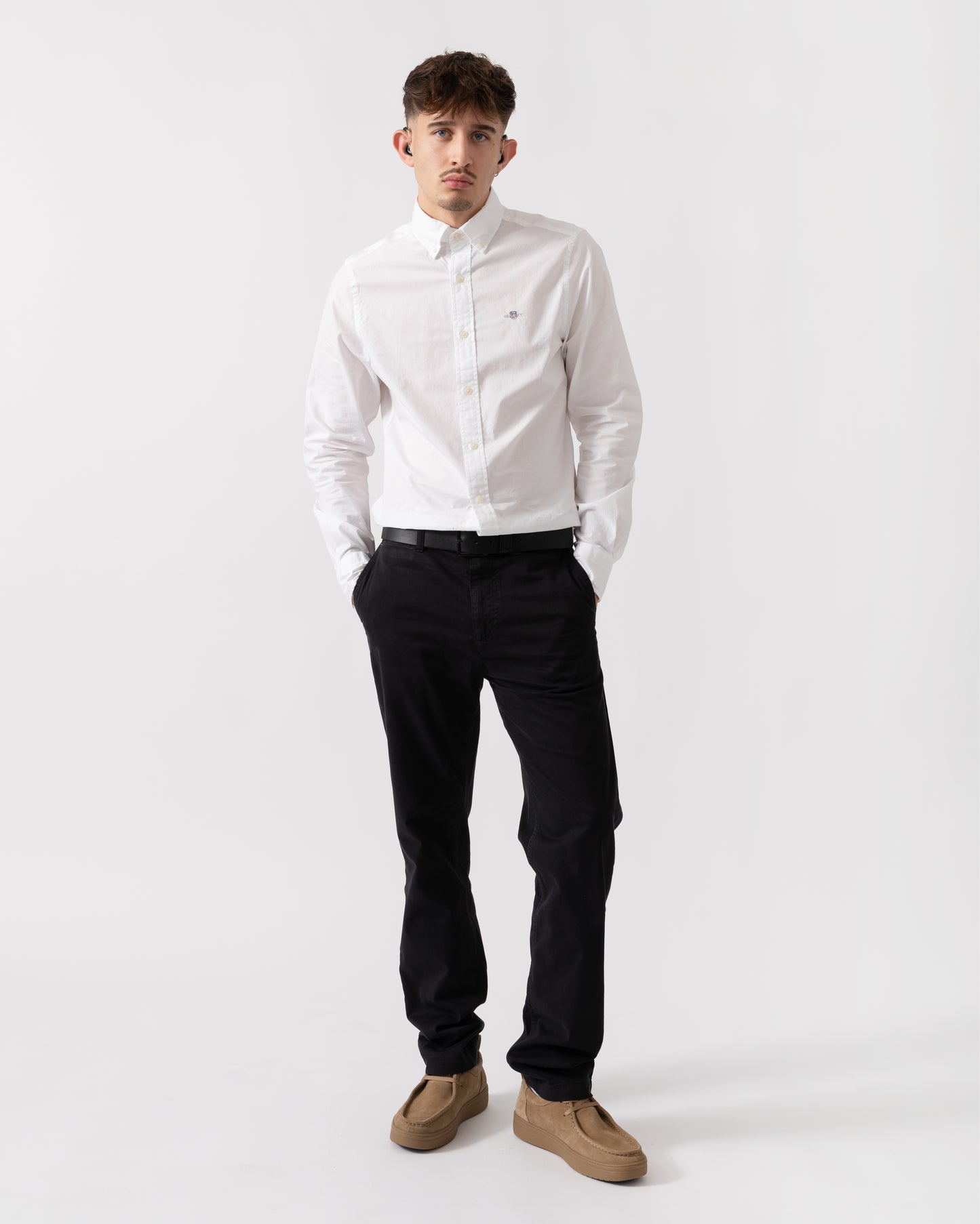 GANT Mens Slim Fit Long Sleeve Poplin Shirt - 110 White