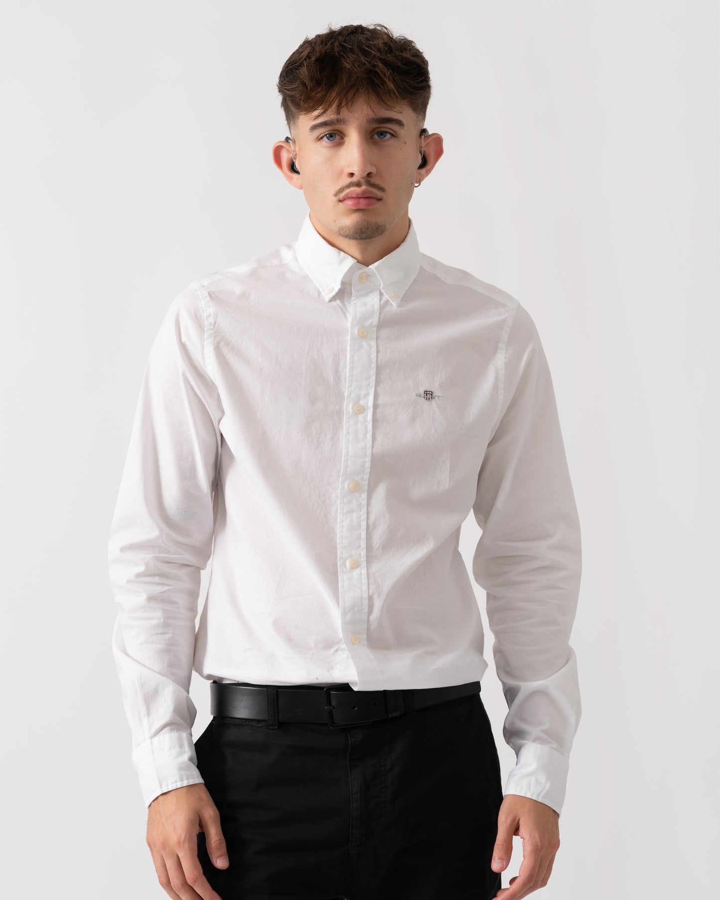 GANT Mens Slim Fit Long Sleeve Poplin Shirt - 110 White