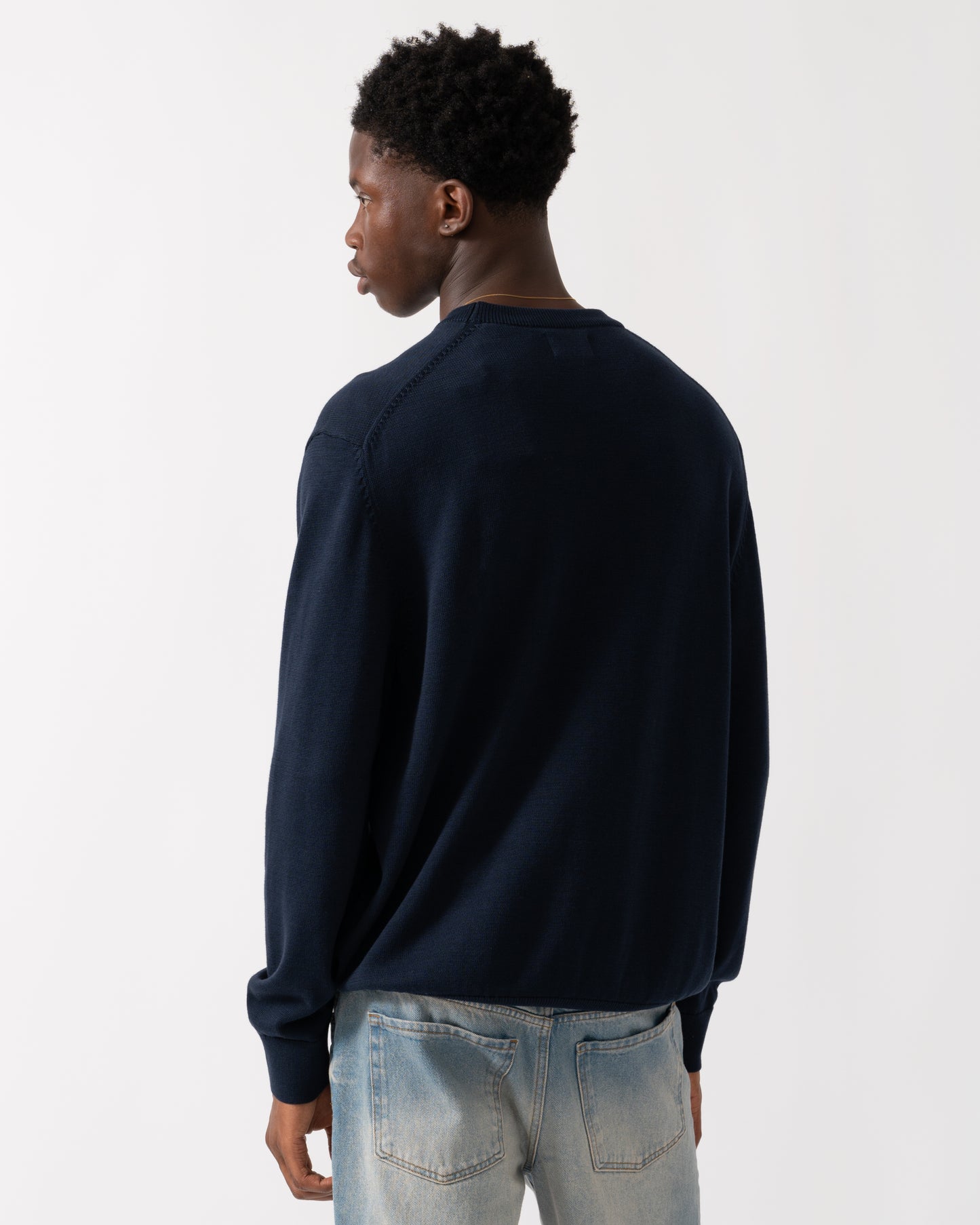 GANT Mens Small Graphic Badge Crew Neck Jumper - 433 Evening Blue