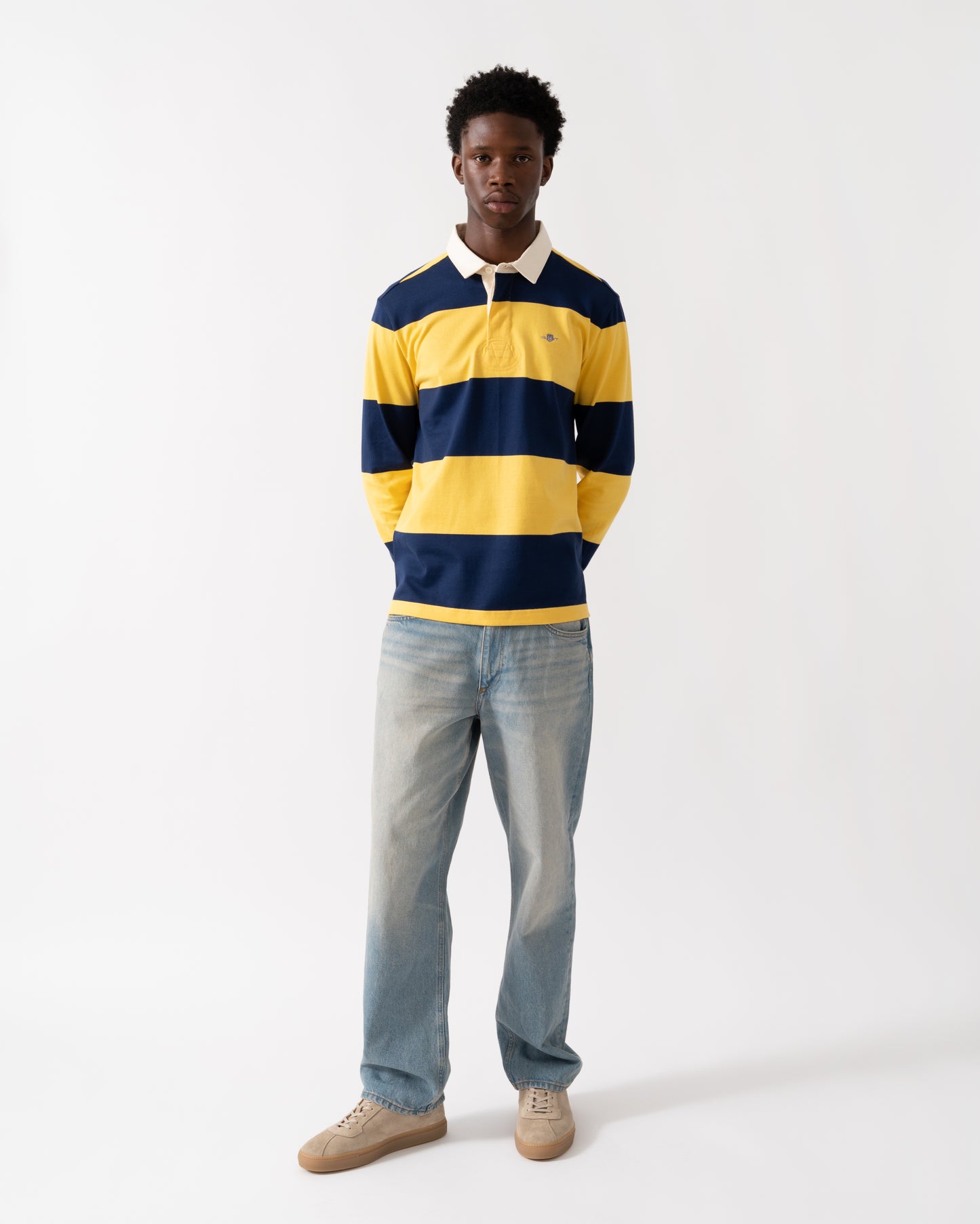 GANT Mens Striped Heavy Rugger - 423 Persian Blue