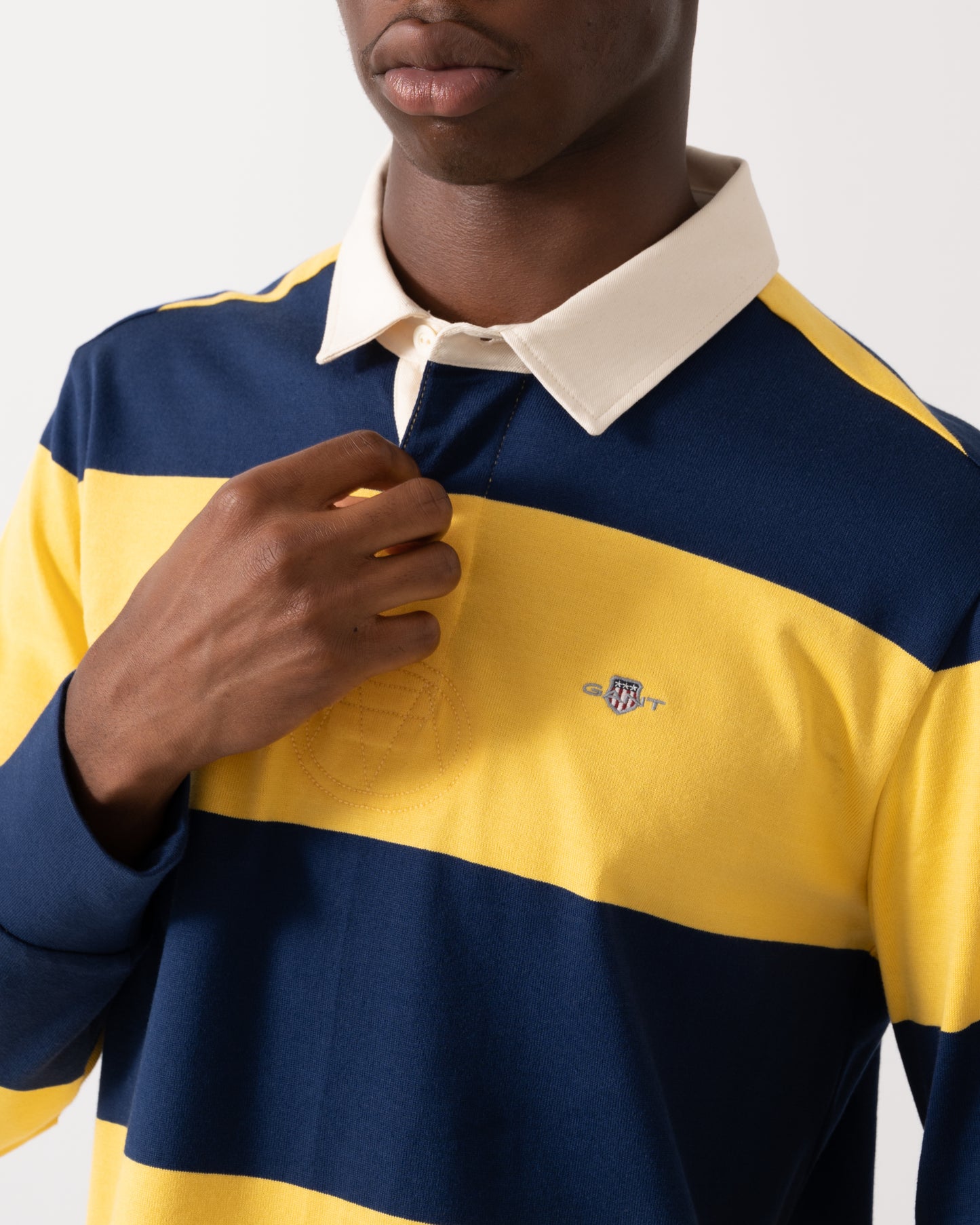GANT Mens Striped Heavy Rugger - 423 Persian Blue