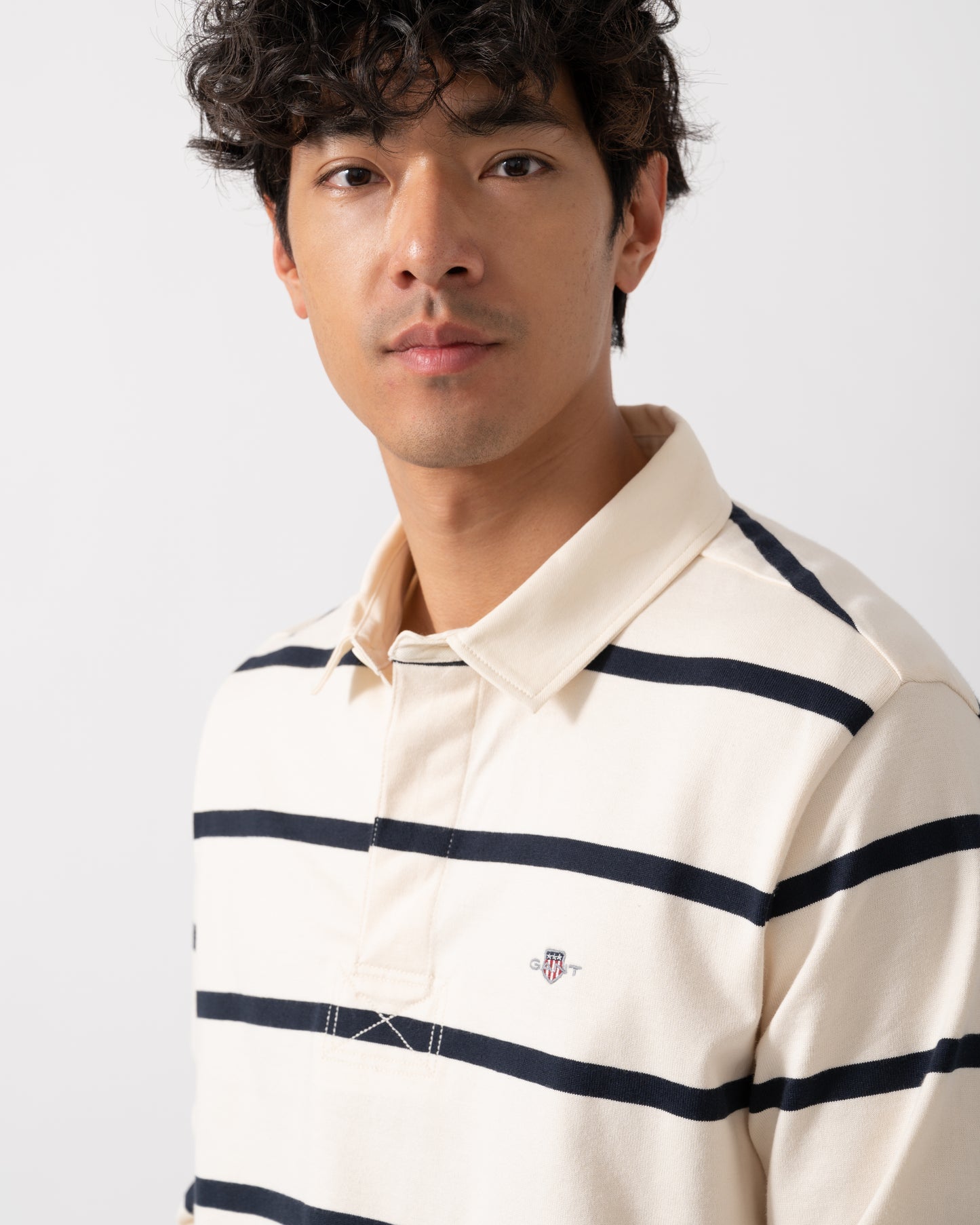 GANT Mens Thin Stripe Heavy Rugger - 130 Cream