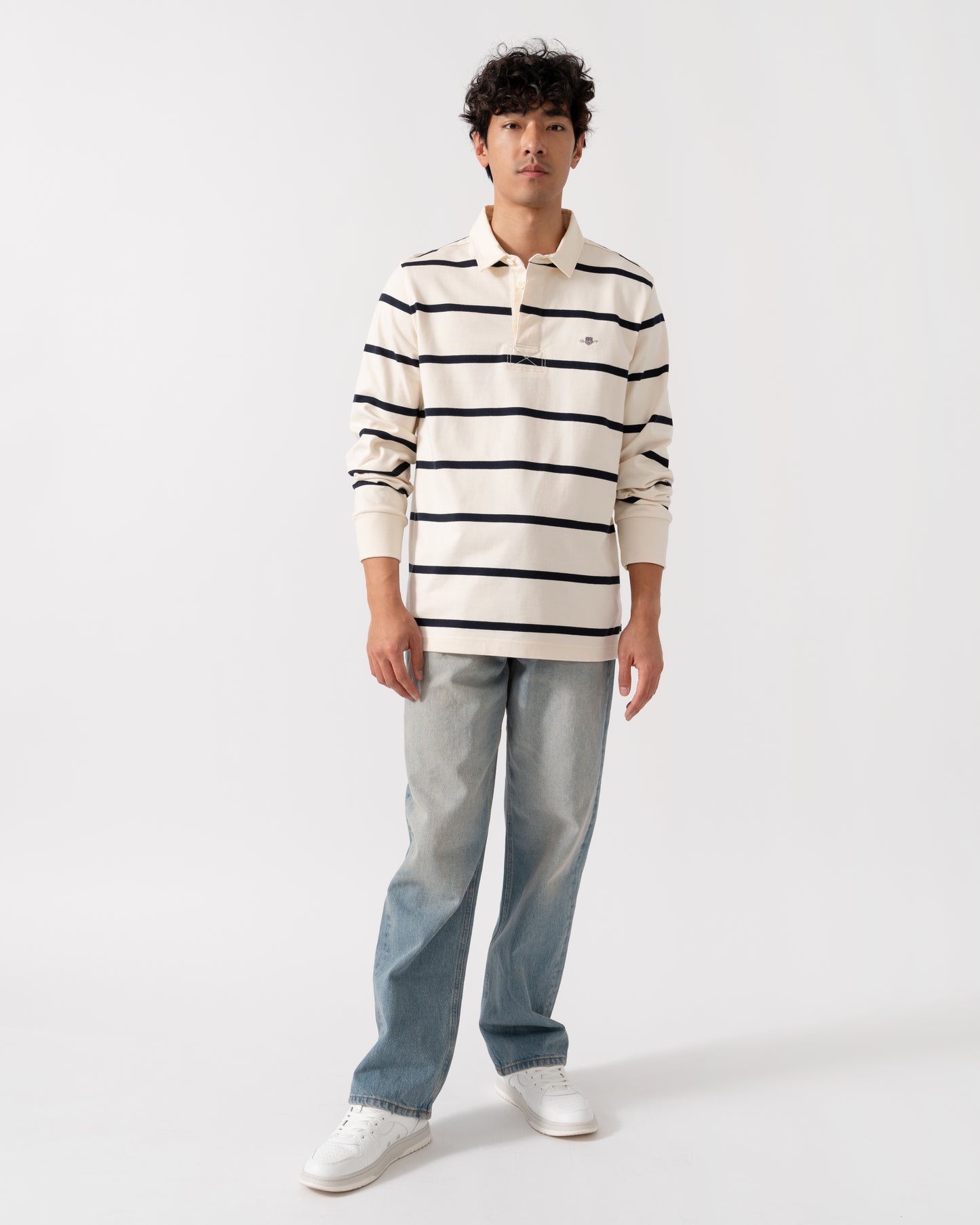 GANT Mens Thin Stripe Heavy Rugger - 130 Cream