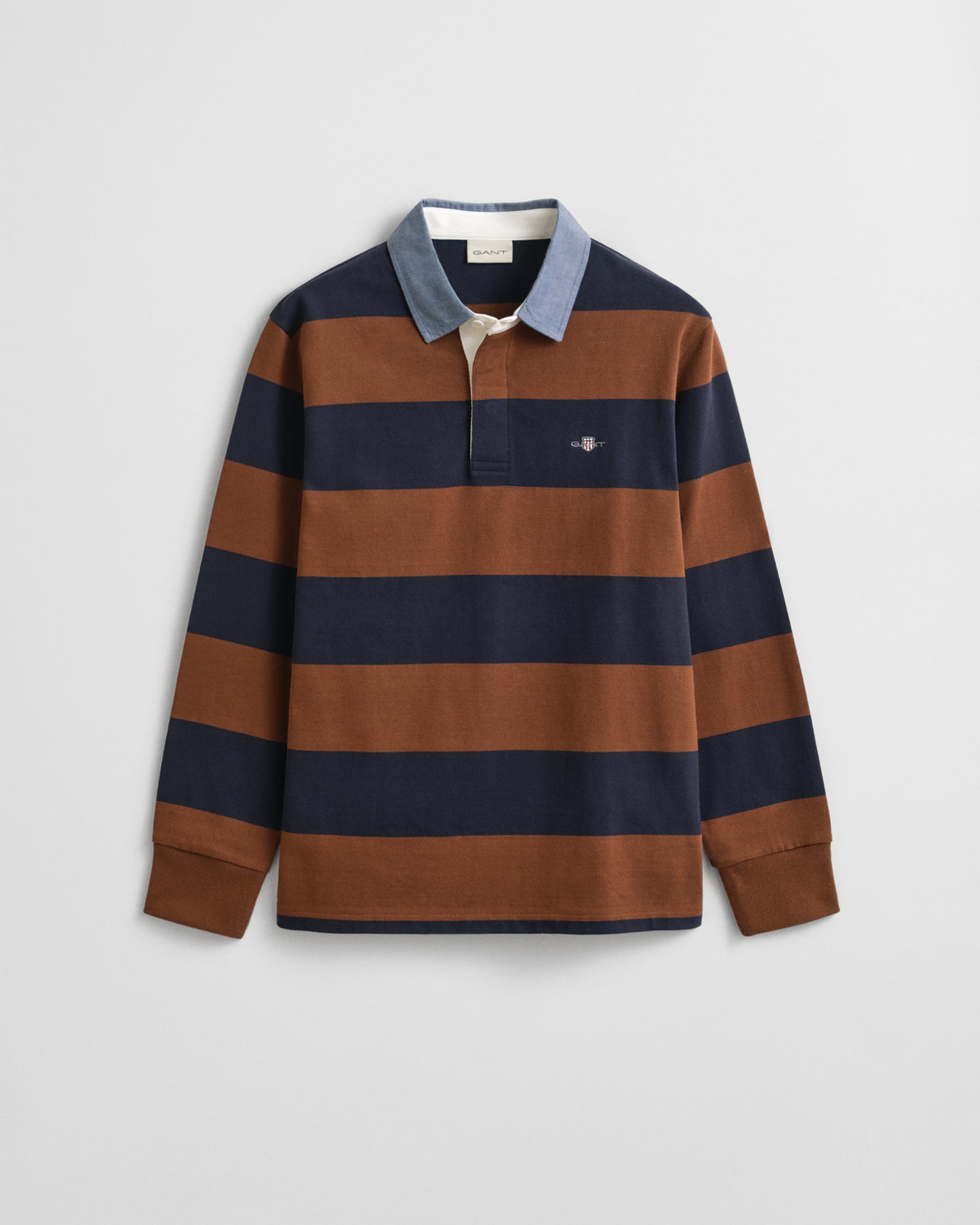 GANT Mens Regular Fit Chambray Stripe Heavy Rugger - 229 Mahogany Brown