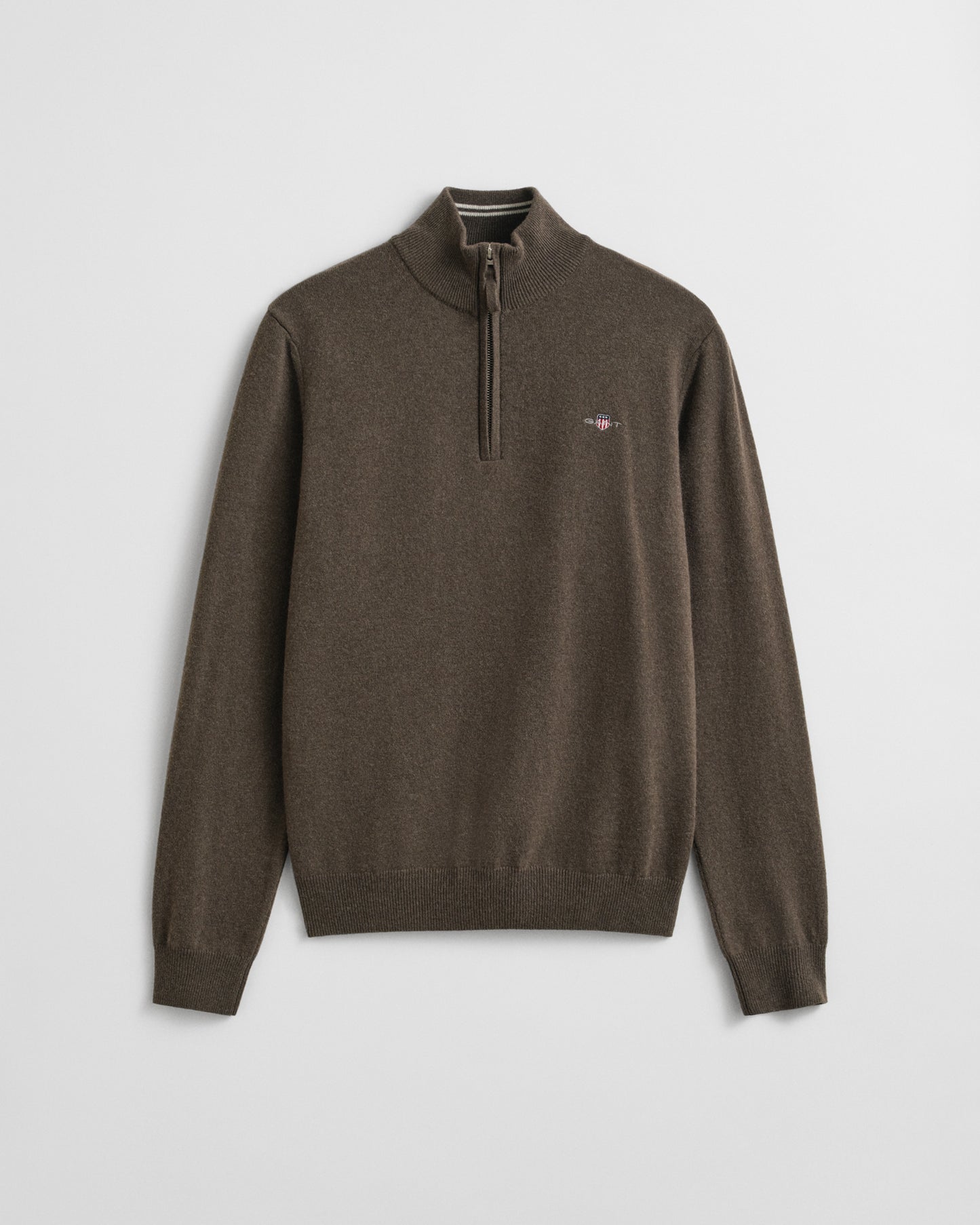 GANT Mens Superfine Lambswool Half Zip Cardigan - 290 Seawood Melange