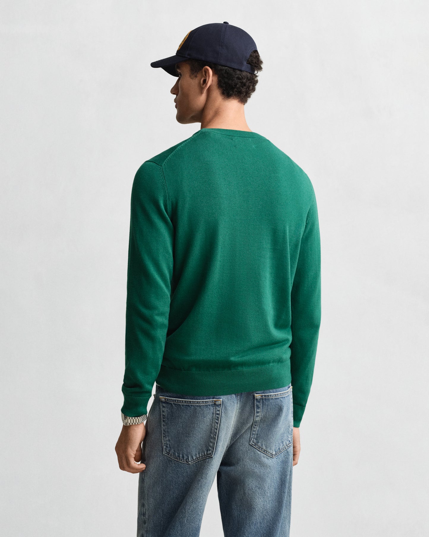 GANT Mens Classic Cotton Crew Neck Jumper - 373 Deep Forest Green