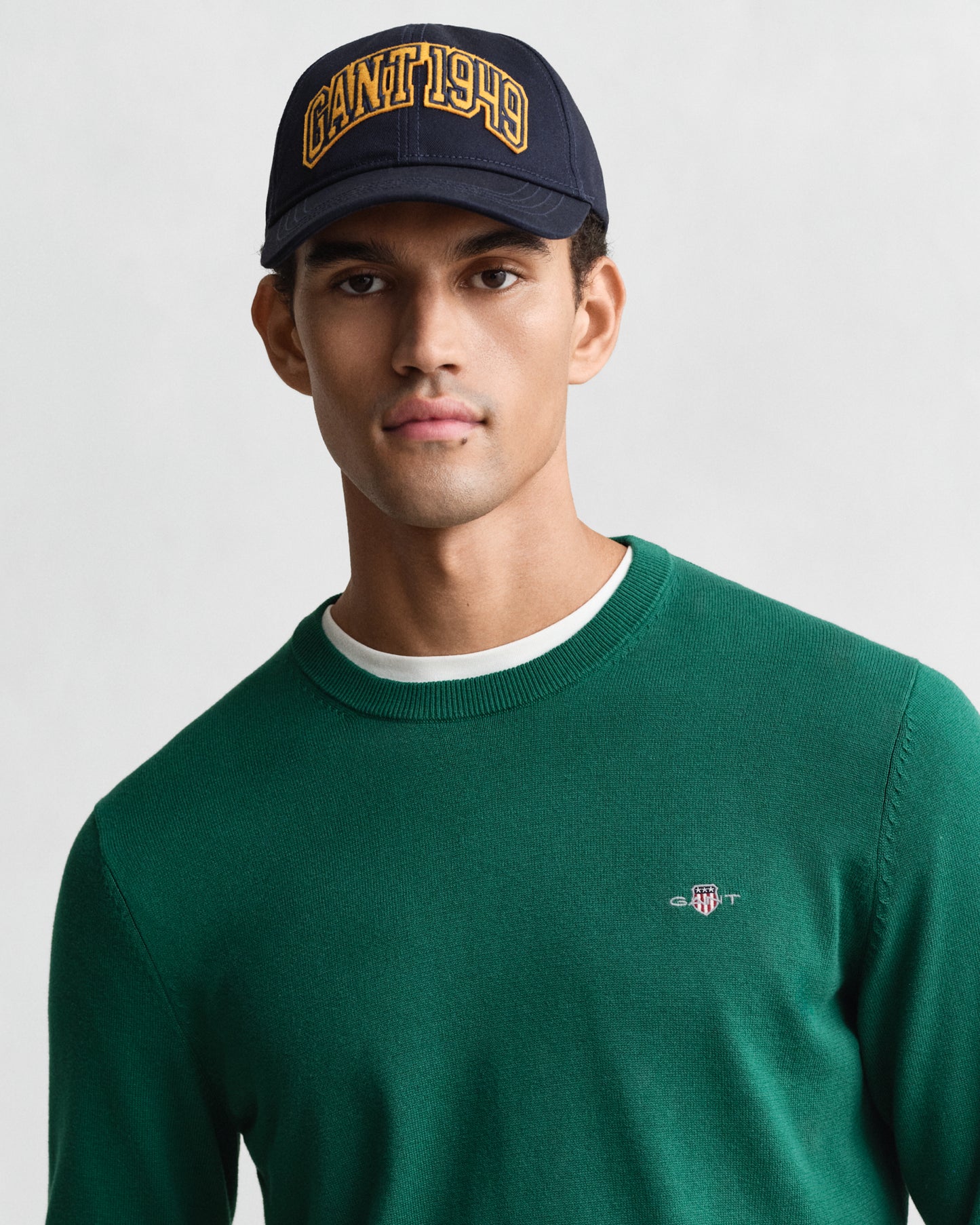 GANT Mens Classic Cotton Crew Neck Jumper - 373 Deep Forest Green