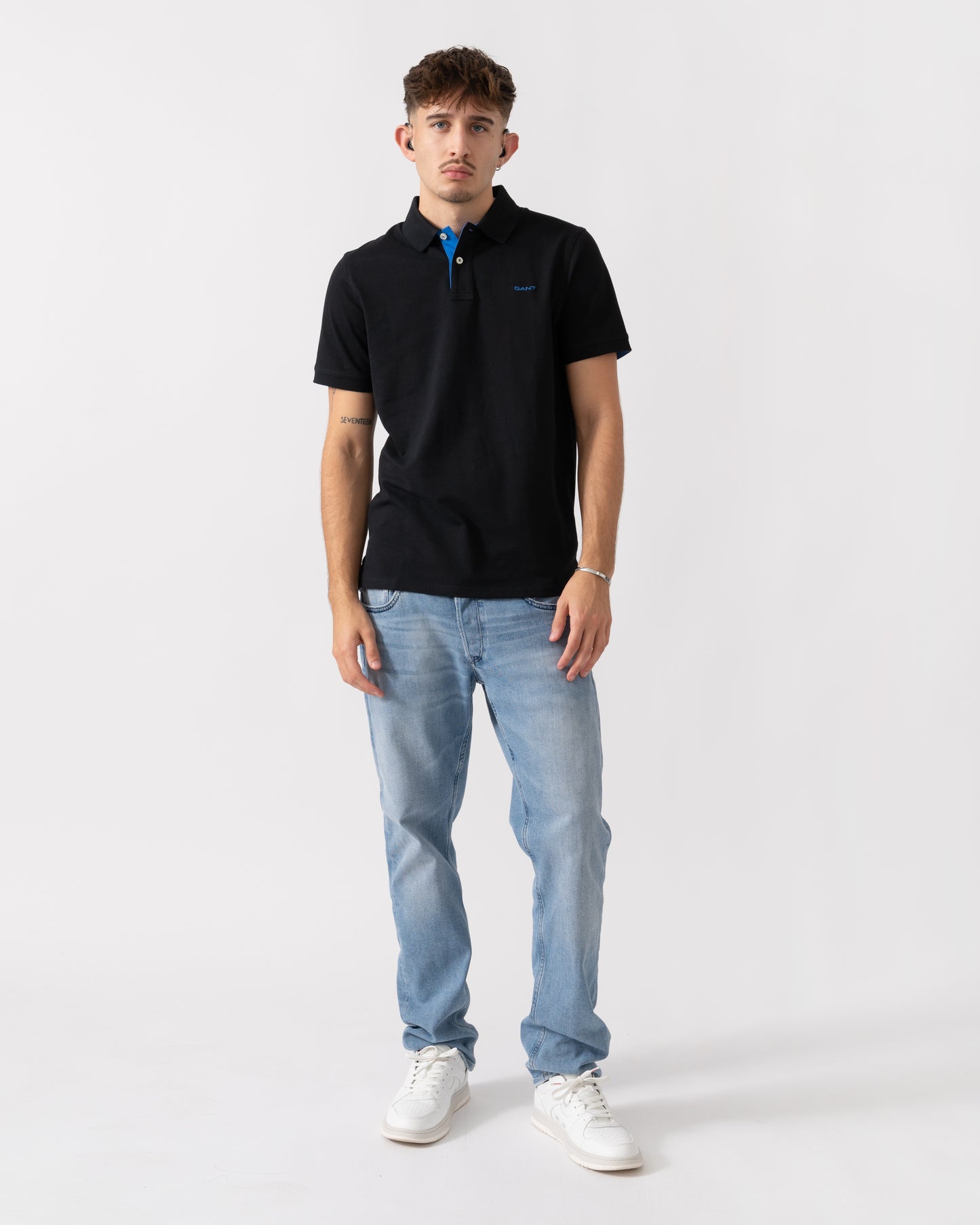 GANT Regular Fit Short Sleeve Contrast Pique Rugger - 5 Black