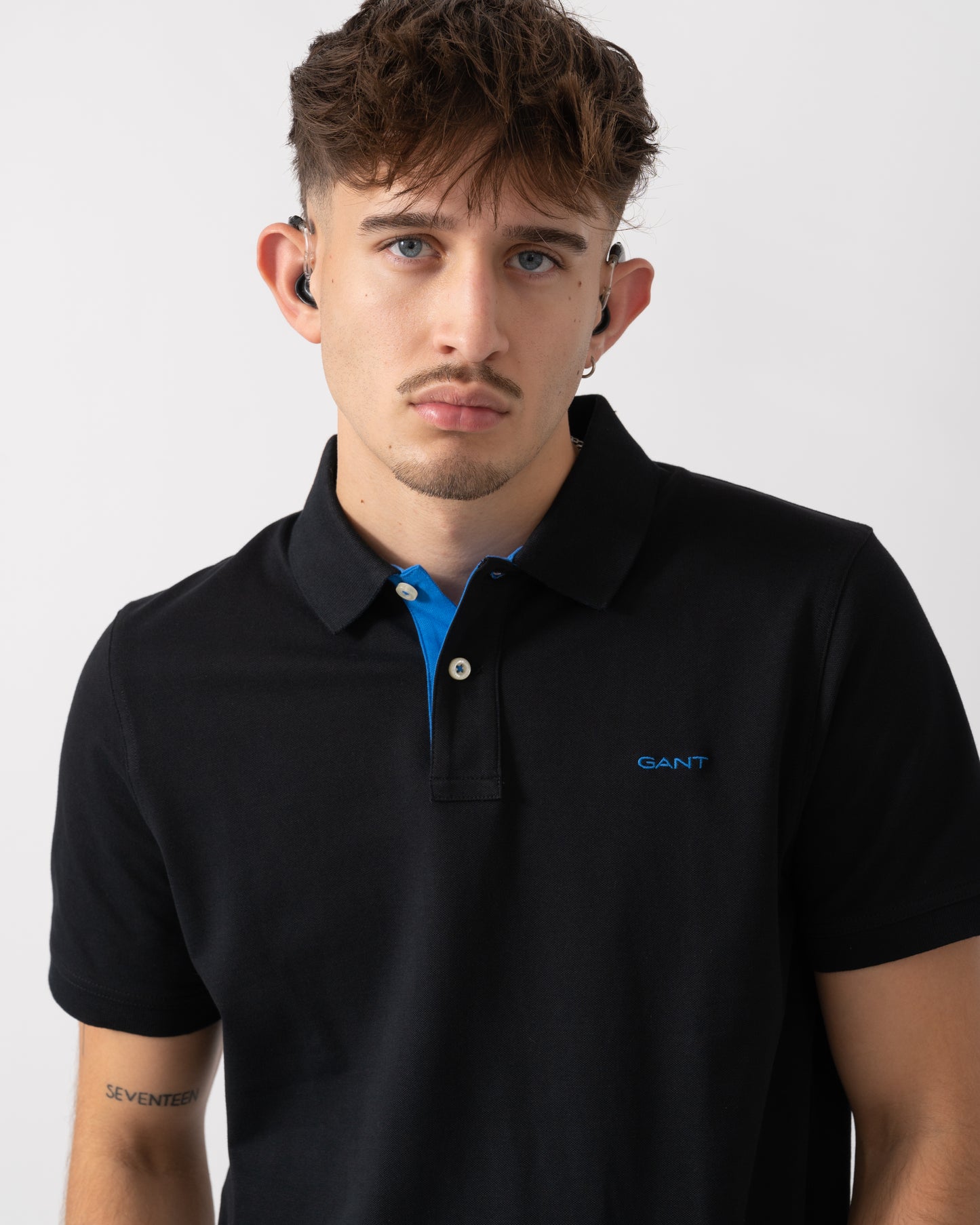 GANT Regular Fit Short Sleeve Contrast Pique Rugger - 5 Black