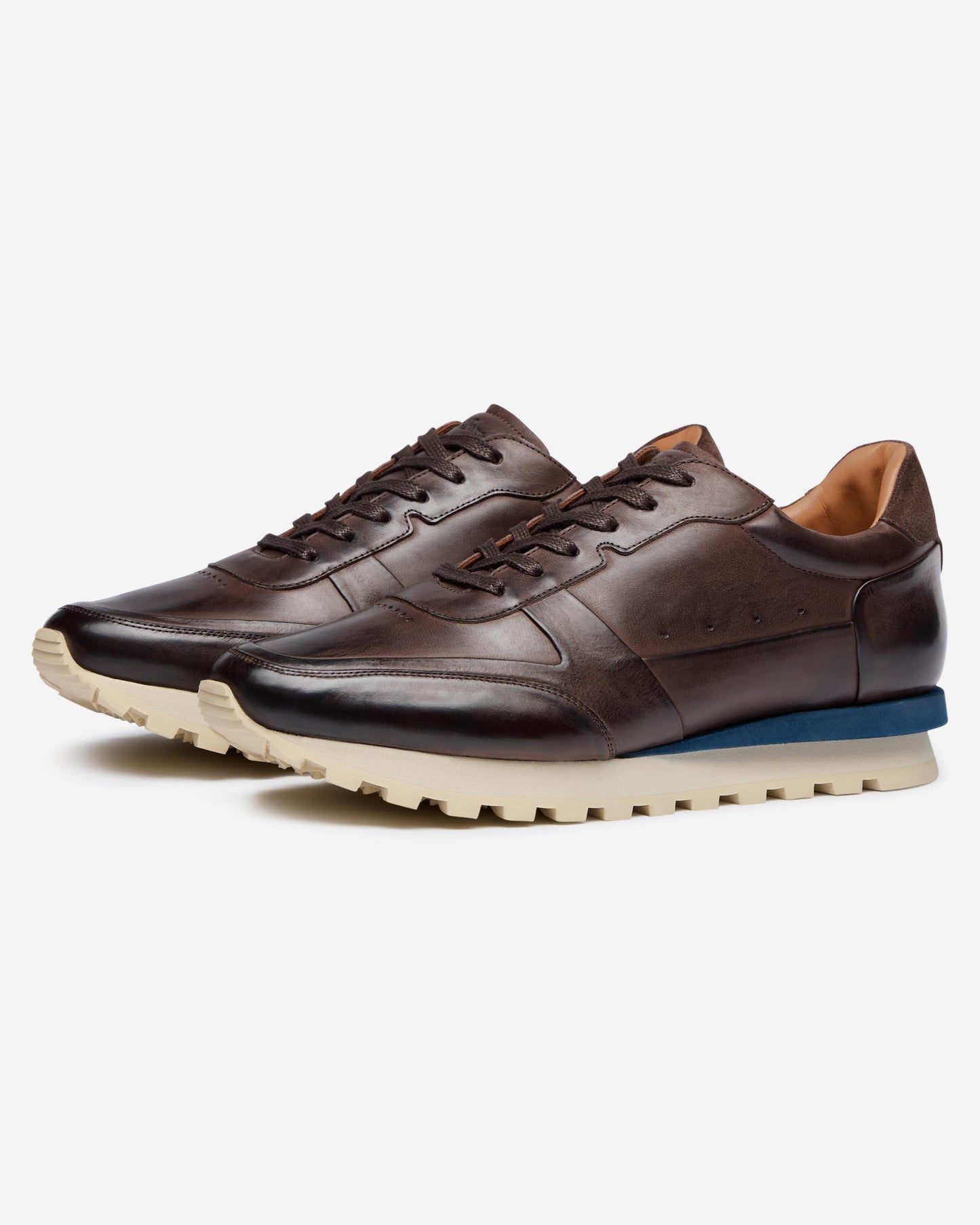 Oliver Sweeney Gaia Mens Hand Finished Calf Leather Trainers - Dark Brown