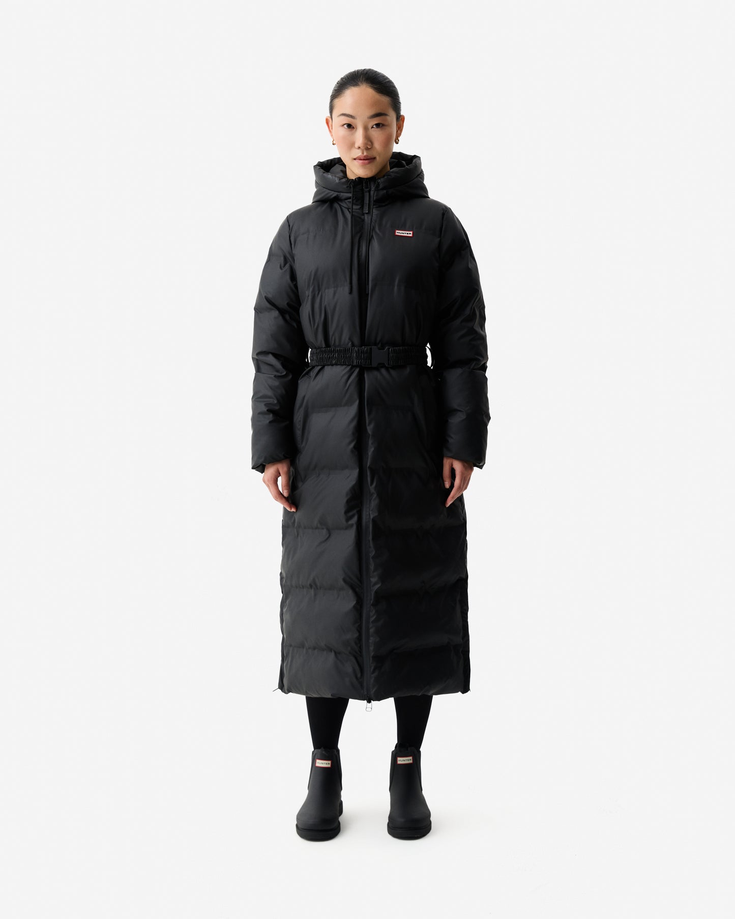 Hunter Hutchison Womens PU Coated Long Puffer Jacket - Black