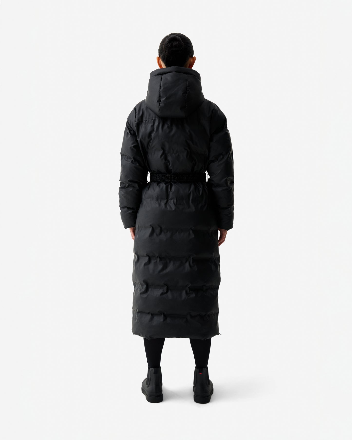 Hunter Hutchison Womens PU Coated Long Puffer Jacket - Black