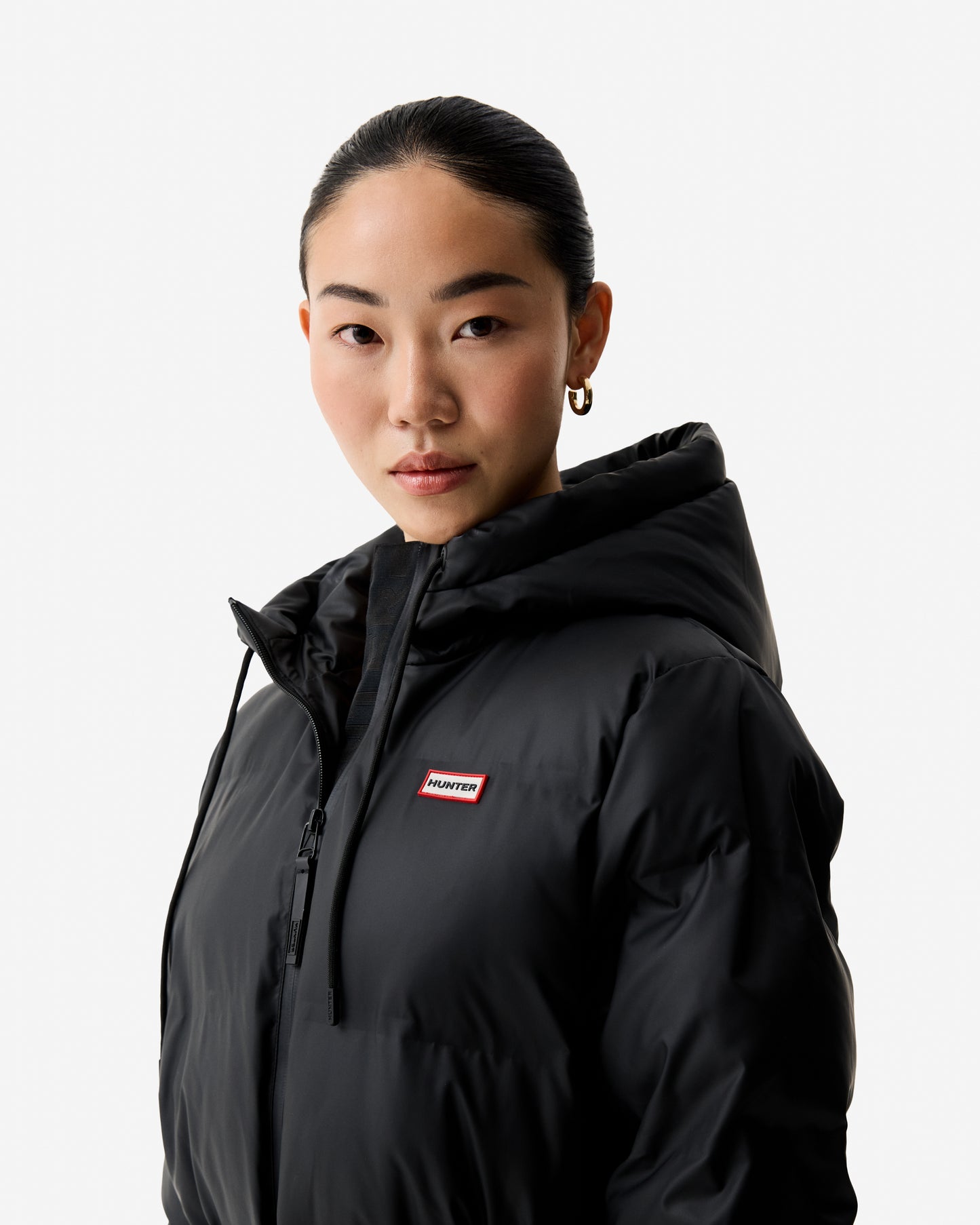 Hunter Hutchison Womens PU Coated Long Puffer Jacket - Black